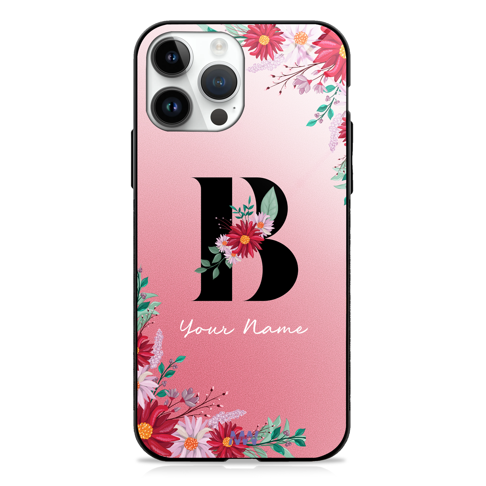 Pretty Blossoms Custom Name Floral Premium GLASS CASES -  - MW Stuffs - 