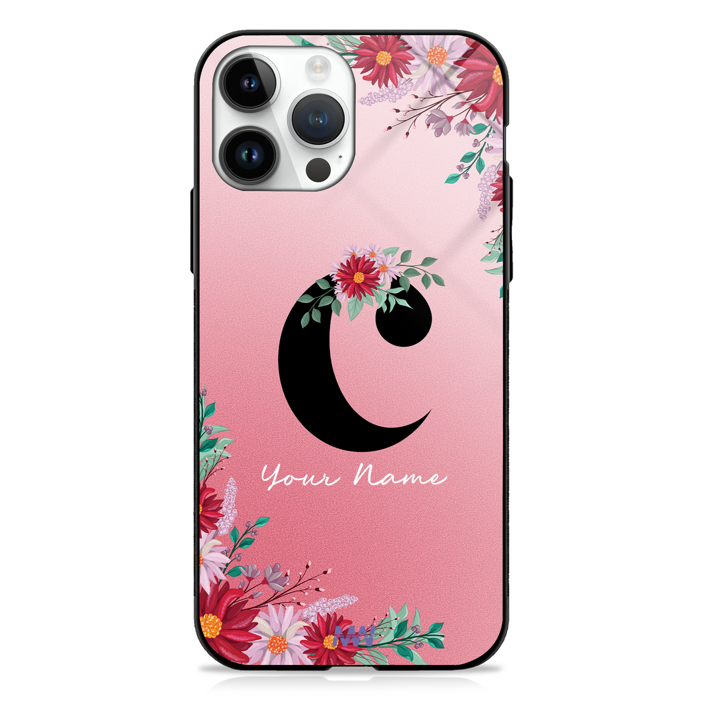 Pretty Blossoms Custom Name Floral Premium GLASS CASES -  - MW Stuffs - 