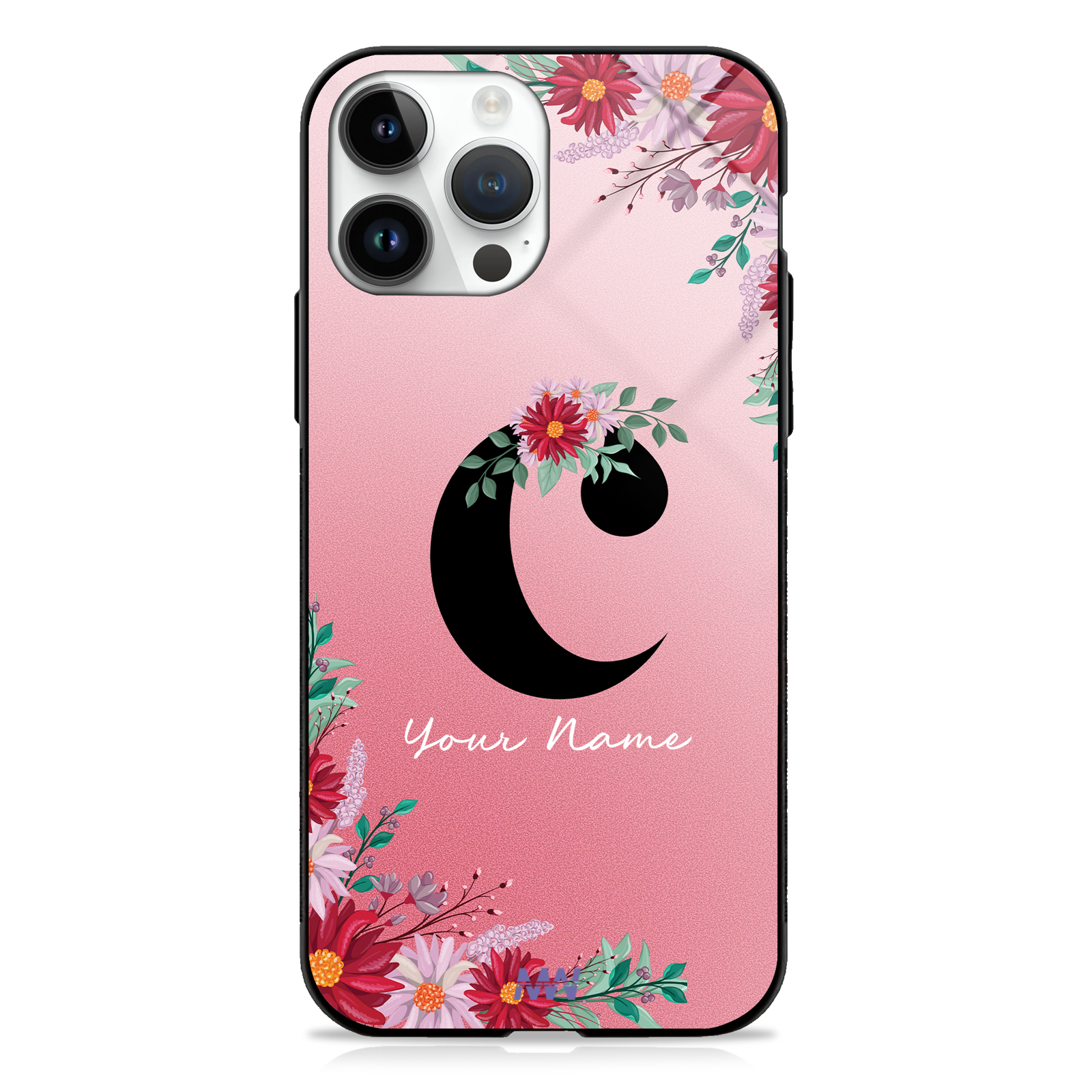 Pretty Blossoms Custom Name Floral Premium GLASS CASES -  - MW Stuffs - 