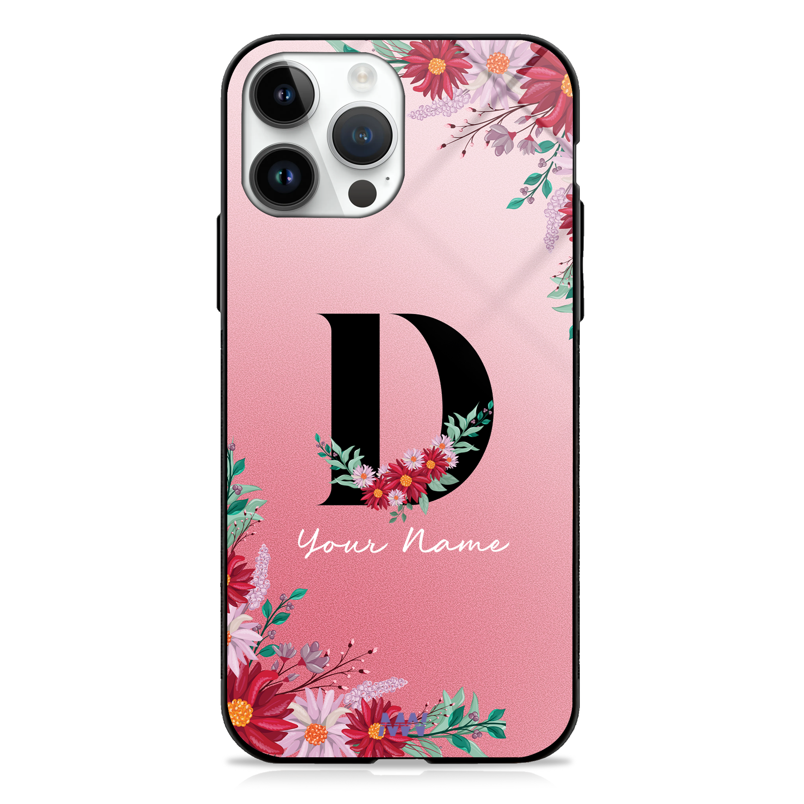 Pretty Blossoms Custom Name Floral Premium GLASS CASES -  - MW Stuffs - 