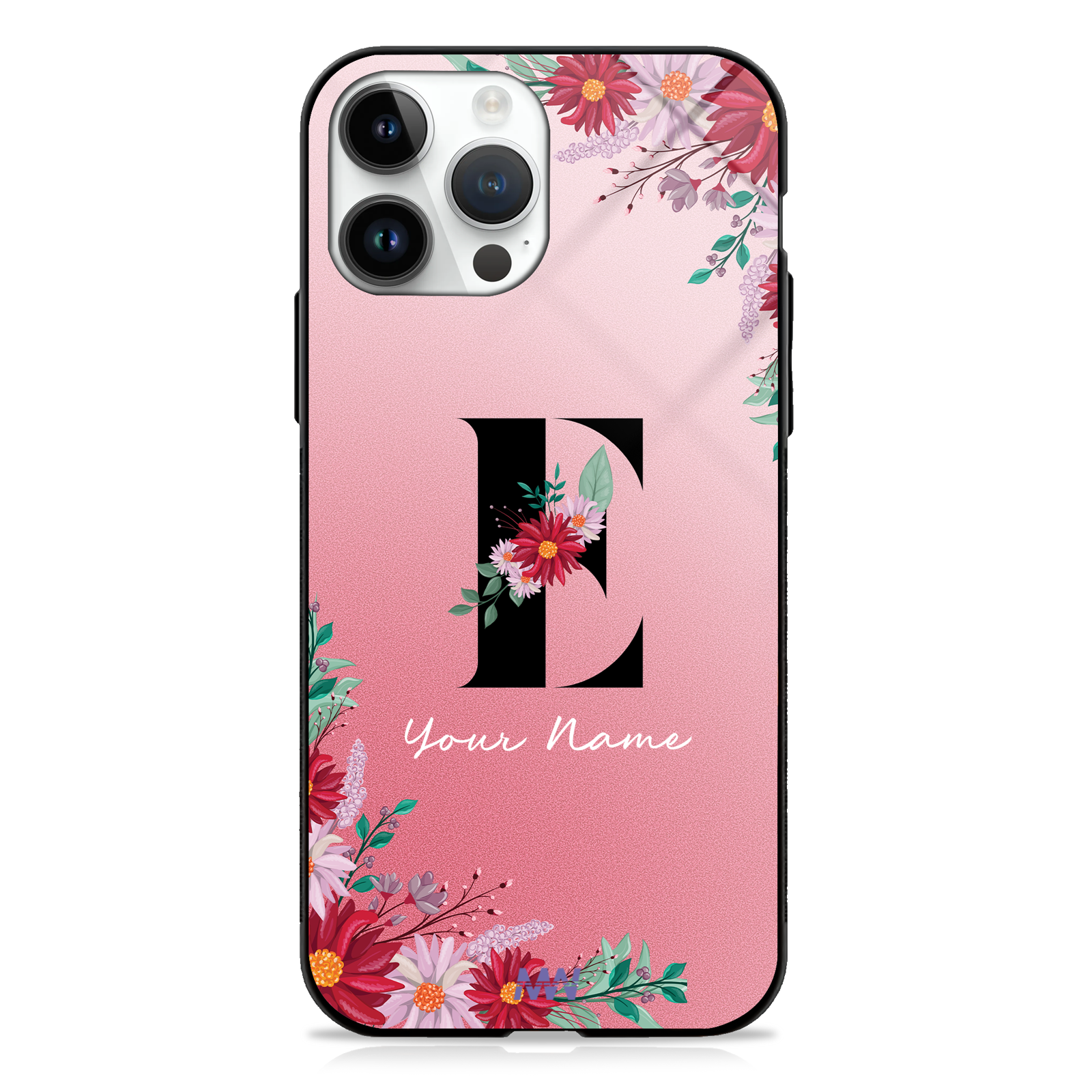 Pretty Blossoms Custom Name Floral Premium GLASS CASES -  - MW Stuffs - 