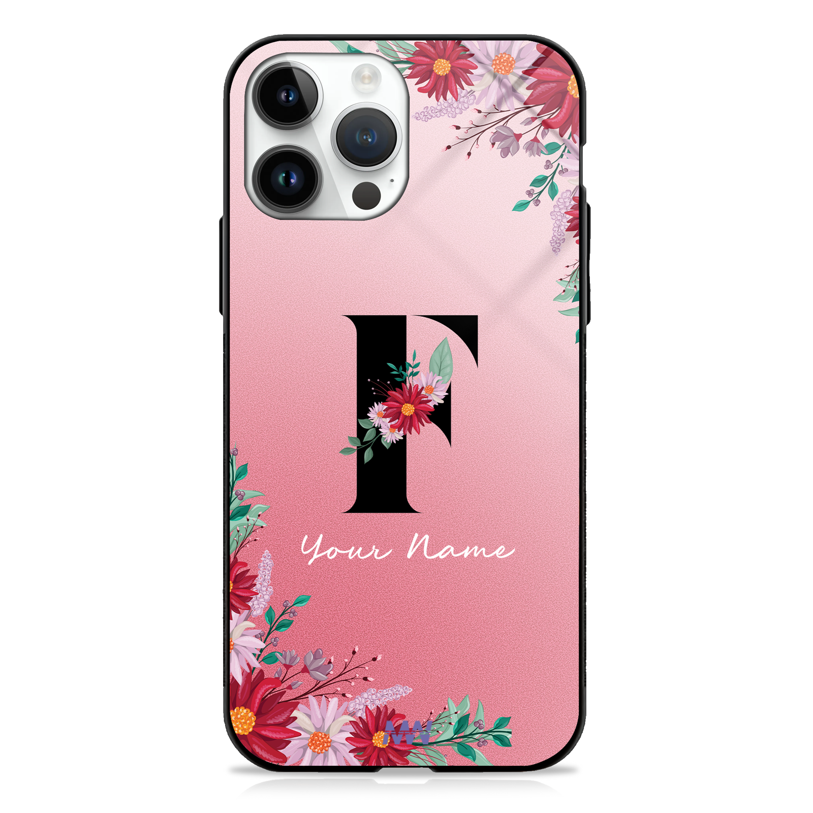 Pretty Blossoms Custom Name Floral Premium GLASS CASES -  - MW Stuffs - 