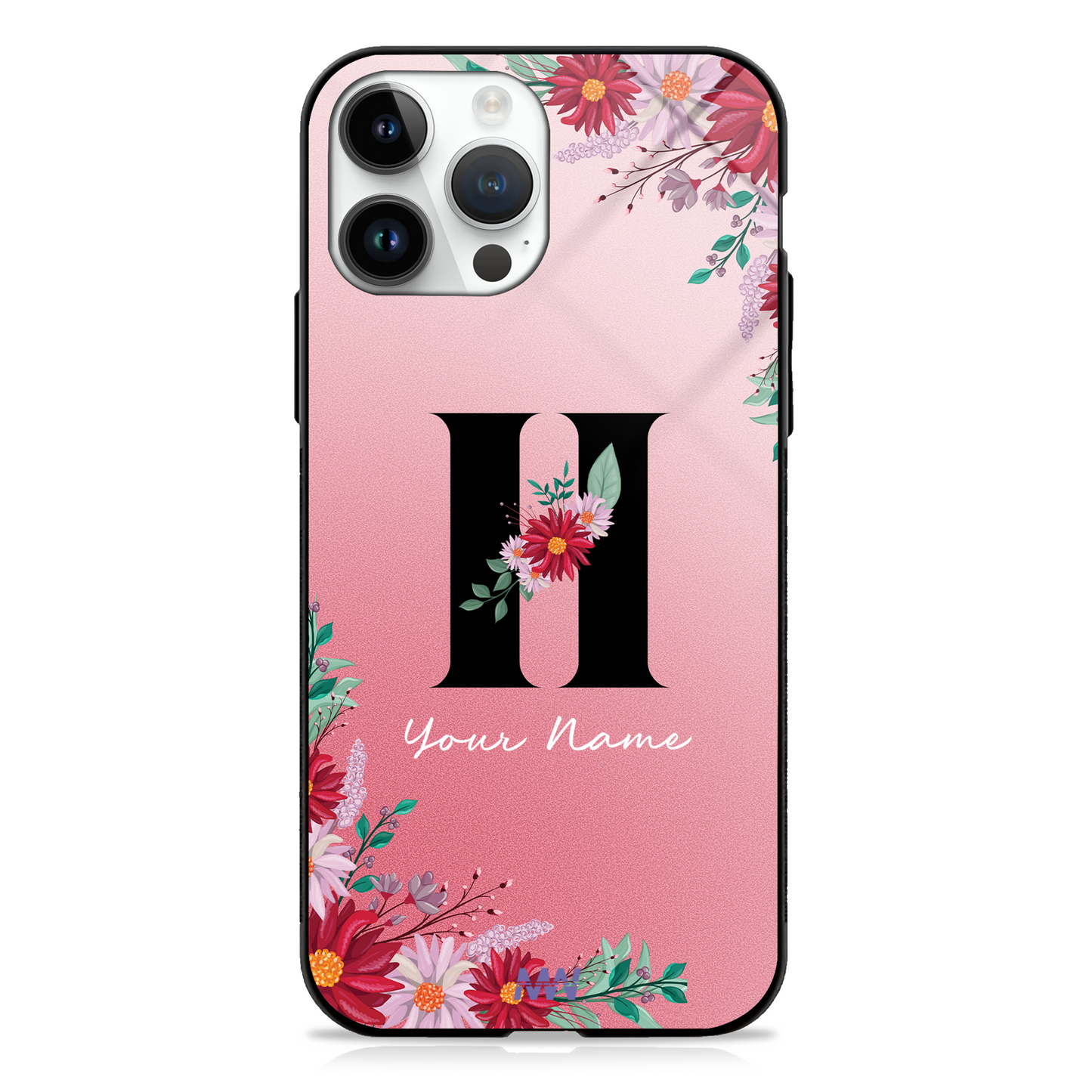 Pretty Blossoms Custom Name Floral Premium GLASS CASES -  - MW Stuffs - 