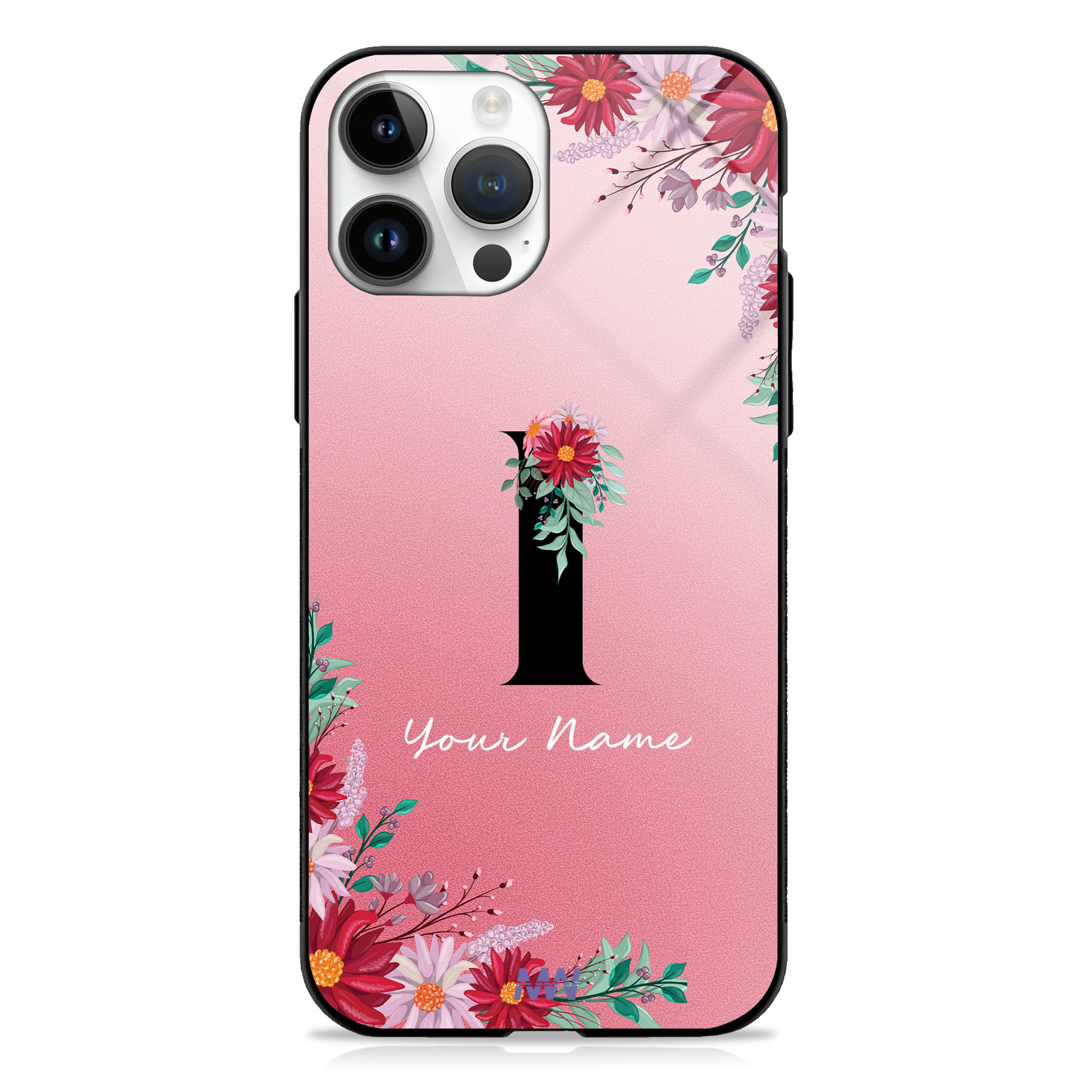 Pretty Blossoms Custom Name Floral Premium GLASS CASES -  - MW Stuffs - 