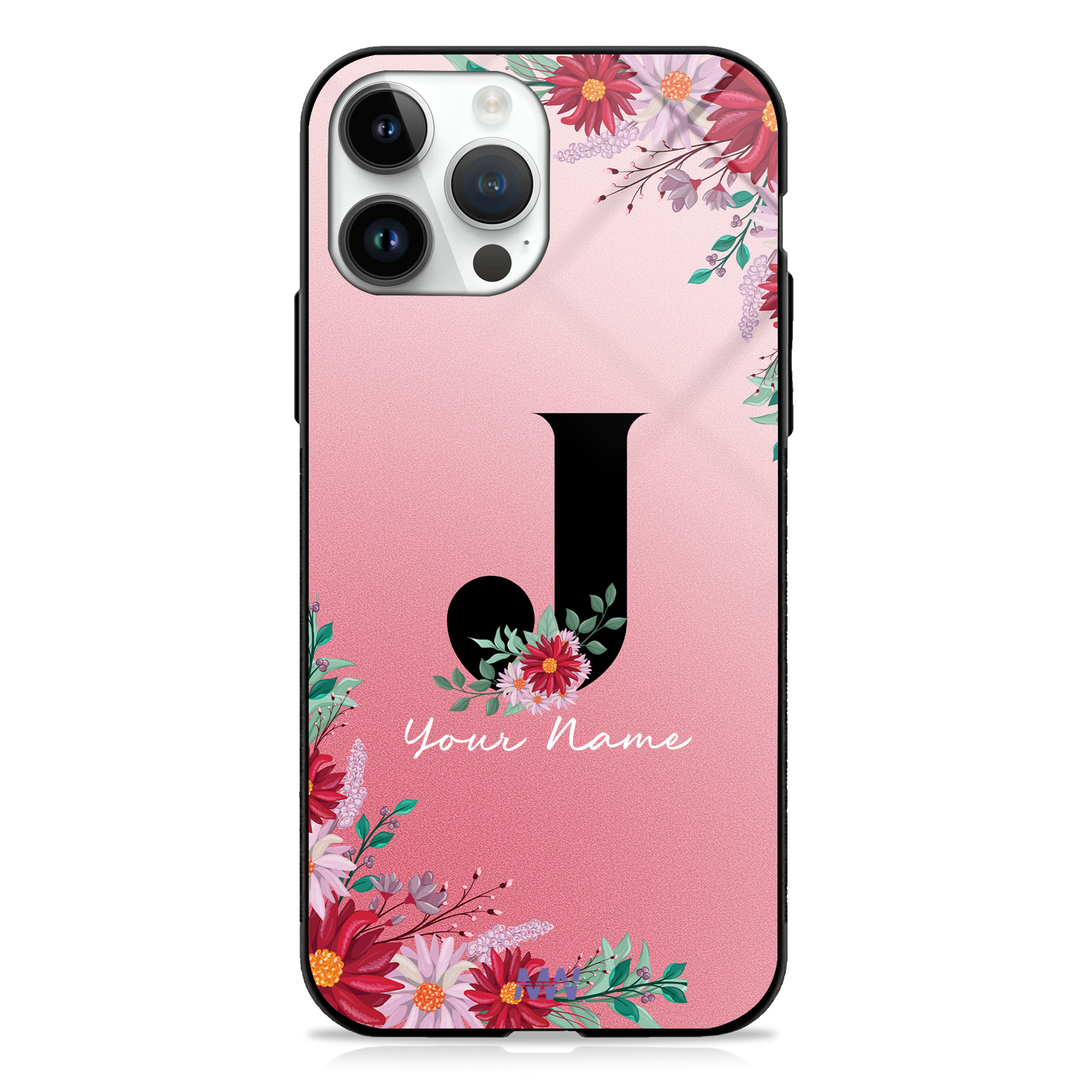 Pretty Blossoms Custom Name Floral Premium GLASS CASES -  - MW Stuffs - 