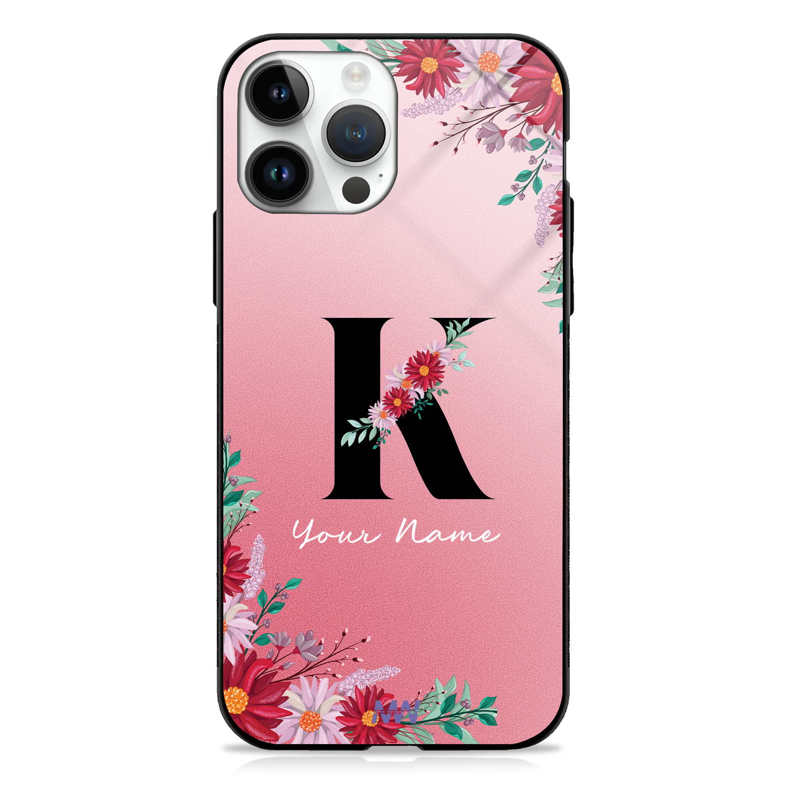 Pretty Blossoms Custom Name Floral Premium GLASS CASES -  - MW Stuffs - 