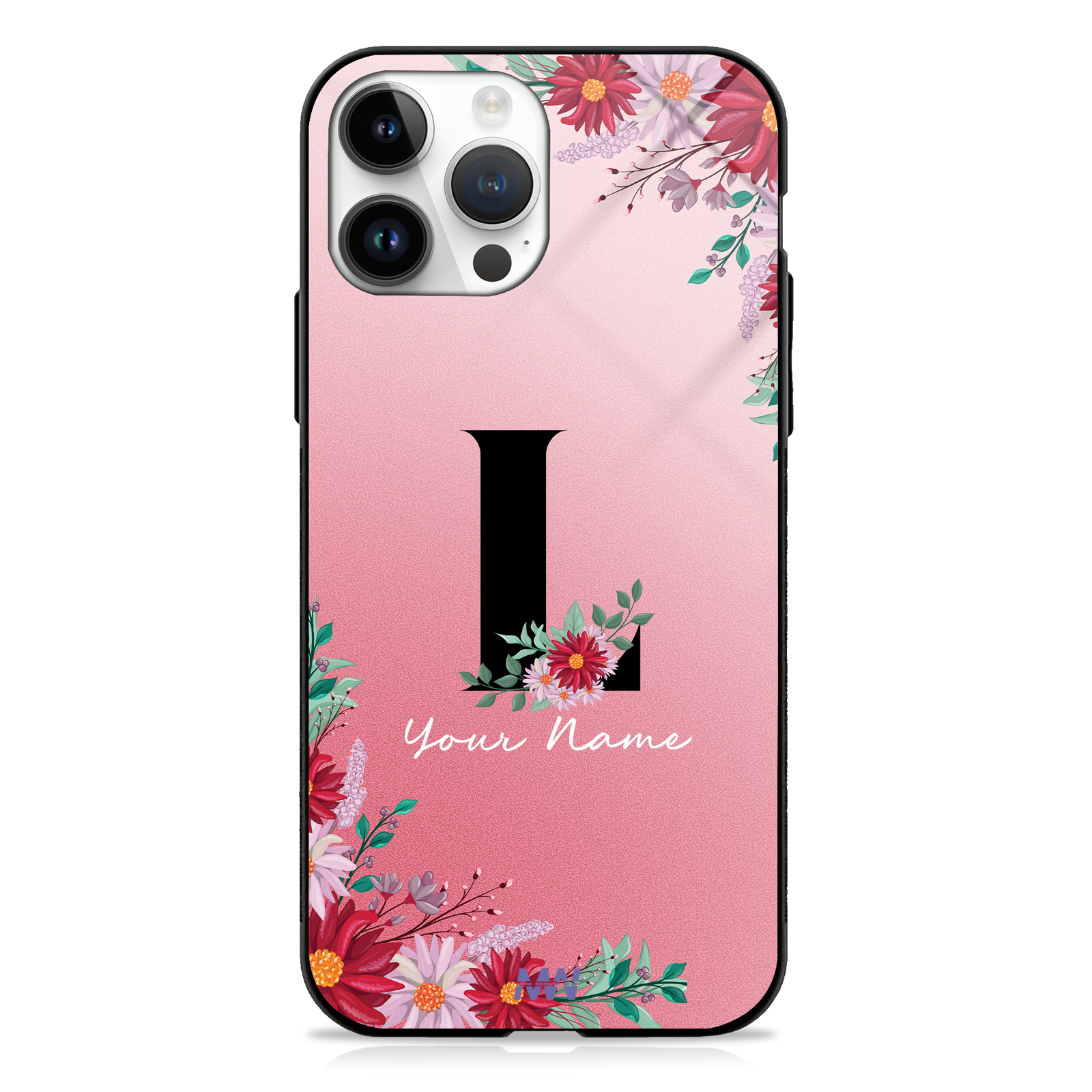 Pretty Blossoms Custom Name Floral Premium GLASS CASES -  - MW Stuffs - 
