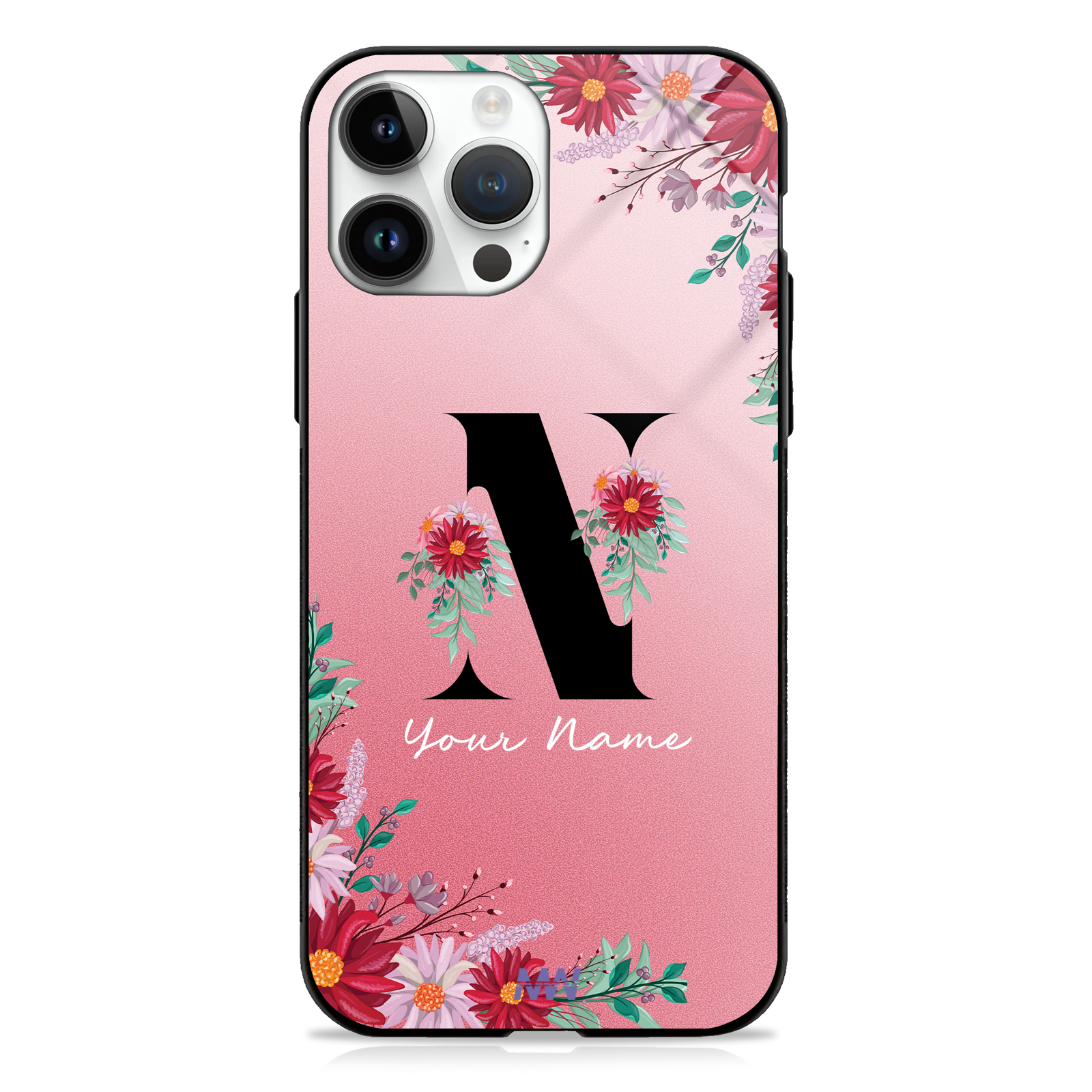 Pretty Blossoms Custom Name Floral Premium GLASS CASES -  - MW Stuffs - 