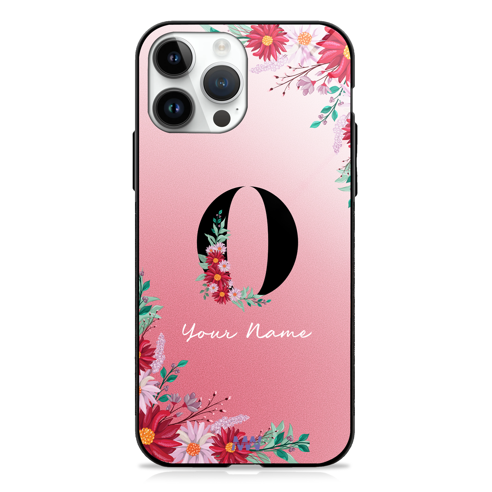 Pretty Blossoms Custom Name Floral Premium GLASS CASES -  - MW Stuffs - 