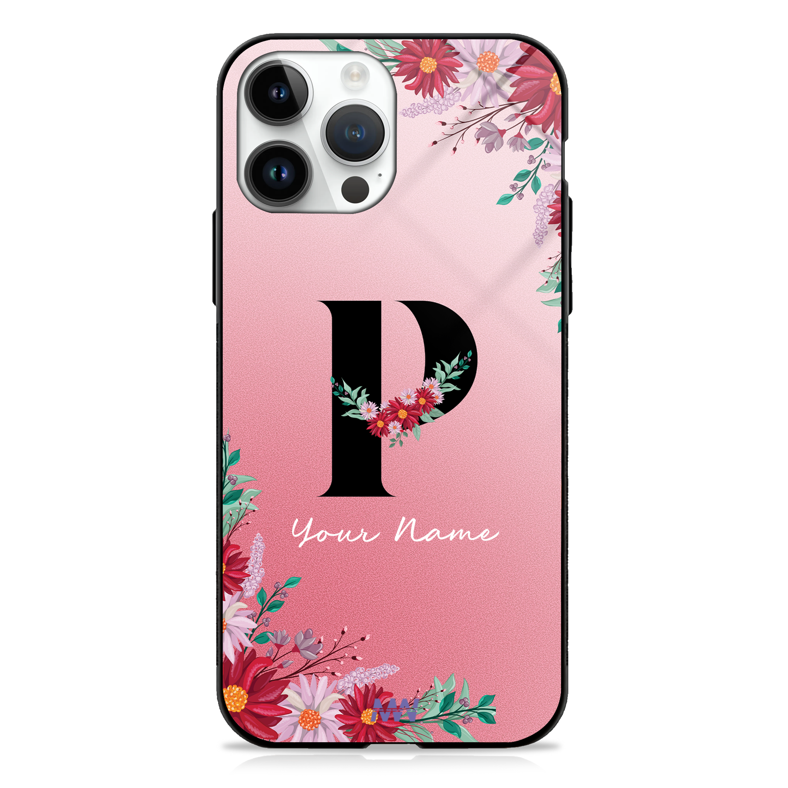 Pretty Blossoms Custom Name Floral Premium GLASS CASES -  - MW Stuffs - 