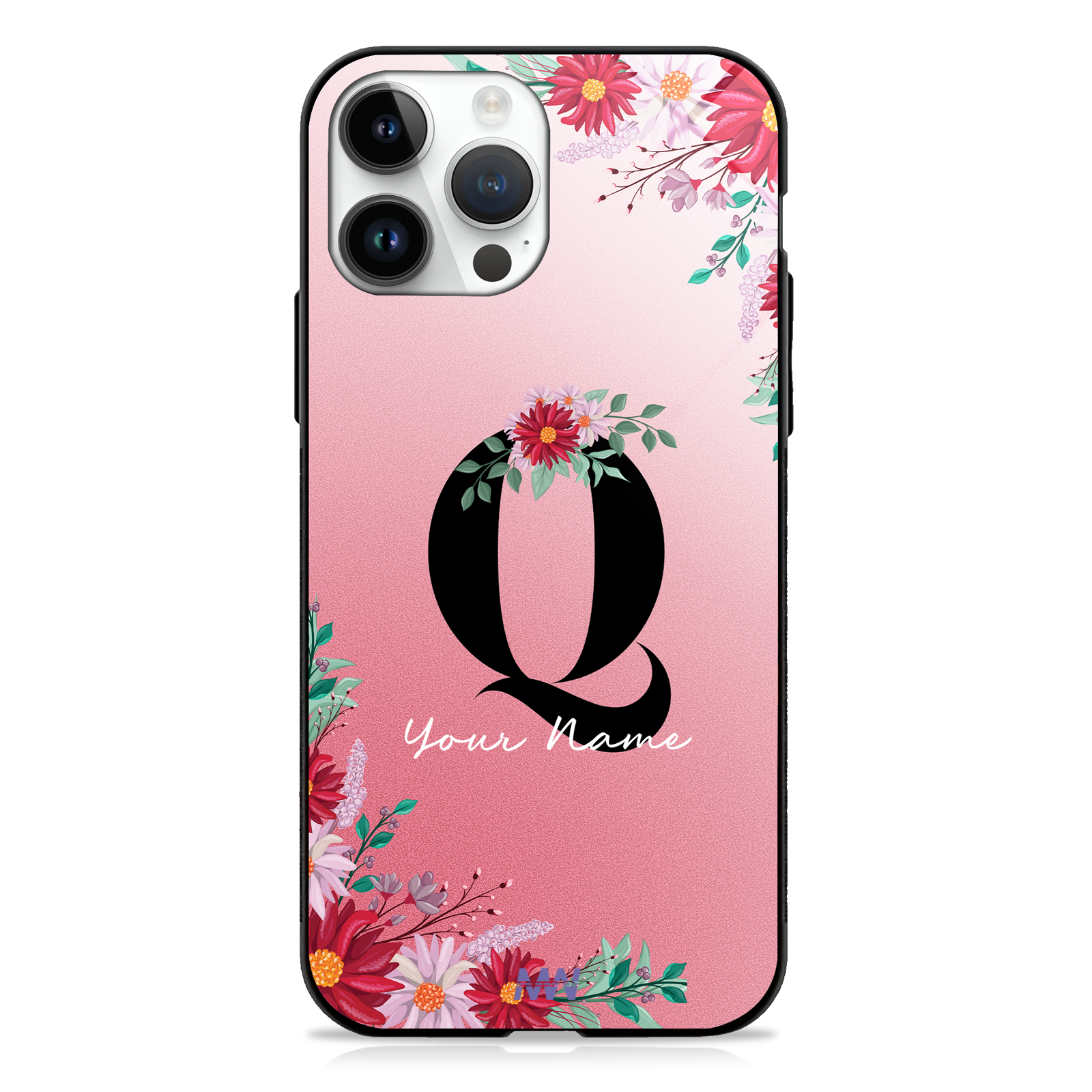 Pretty Blossoms Custom Name Floral Premium GLASS CASES -  - MW Stuffs - 