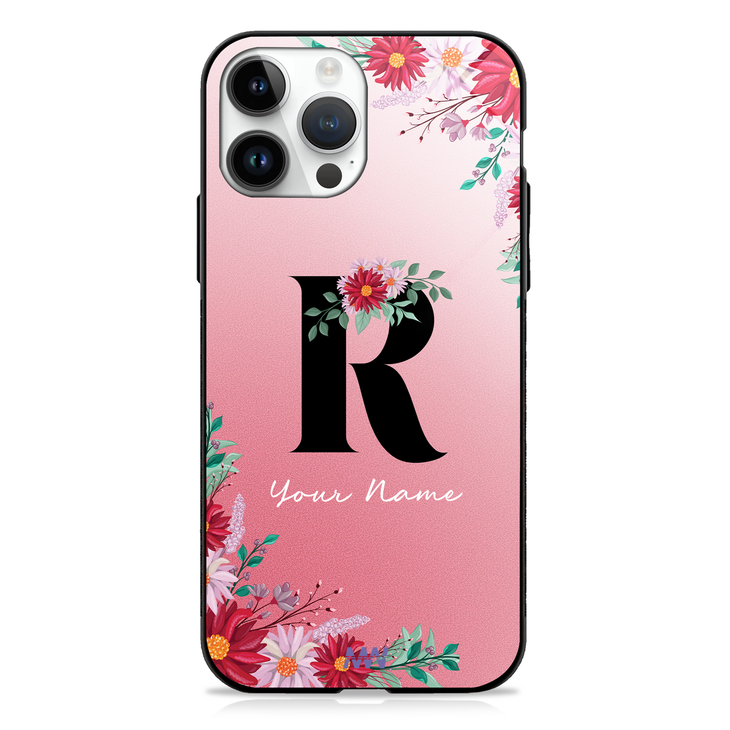 Pretty Blossoms Custom Name Floral Premium GLASS CASES -  - MW Stuffs - 