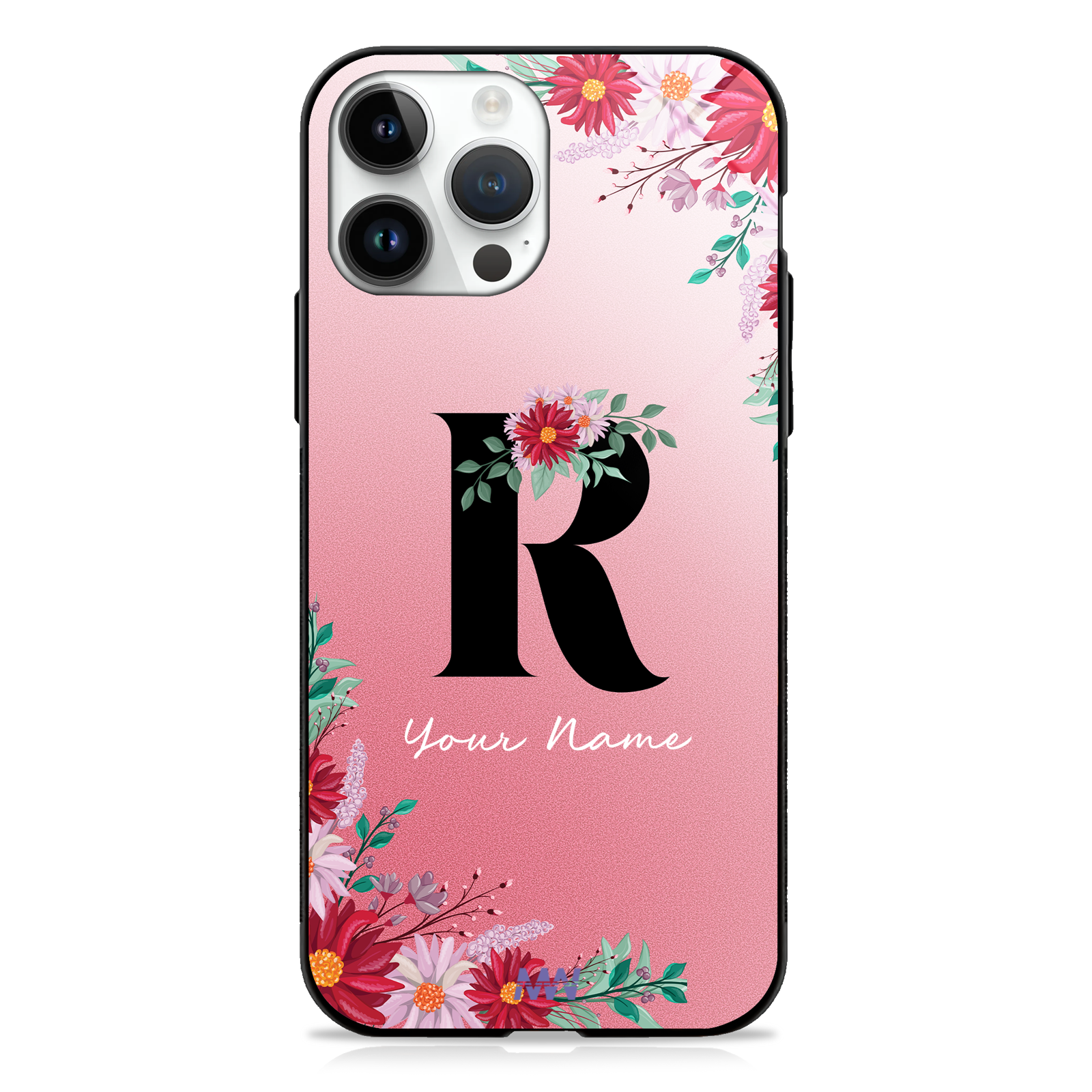 Pretty Blossoms Custom Name Floral Premium GLASS CASES -  - MW Stuffs - 