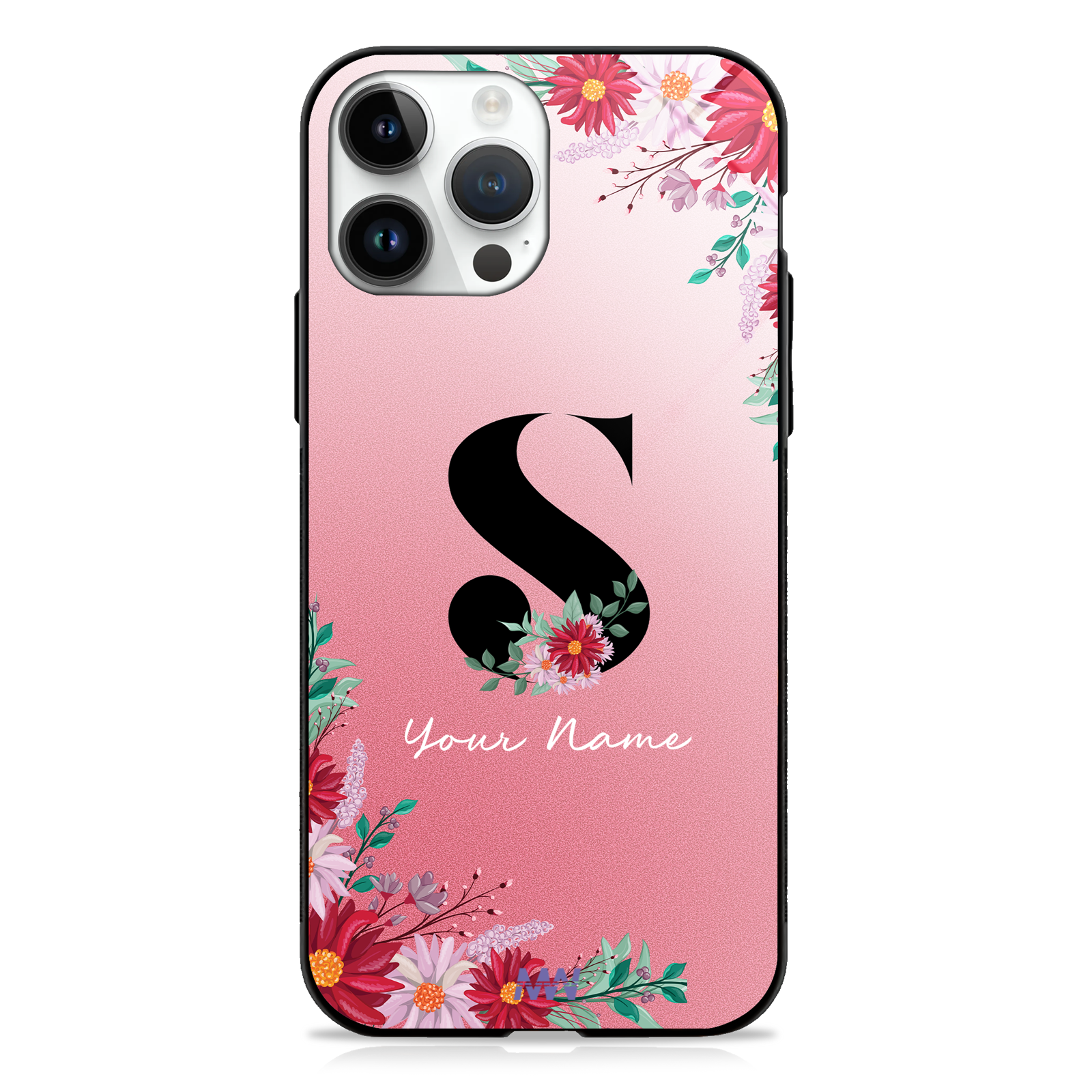Pretty Blossoms Custom Name Floral Premium GLASS CASES -  - MW Stuffs - 