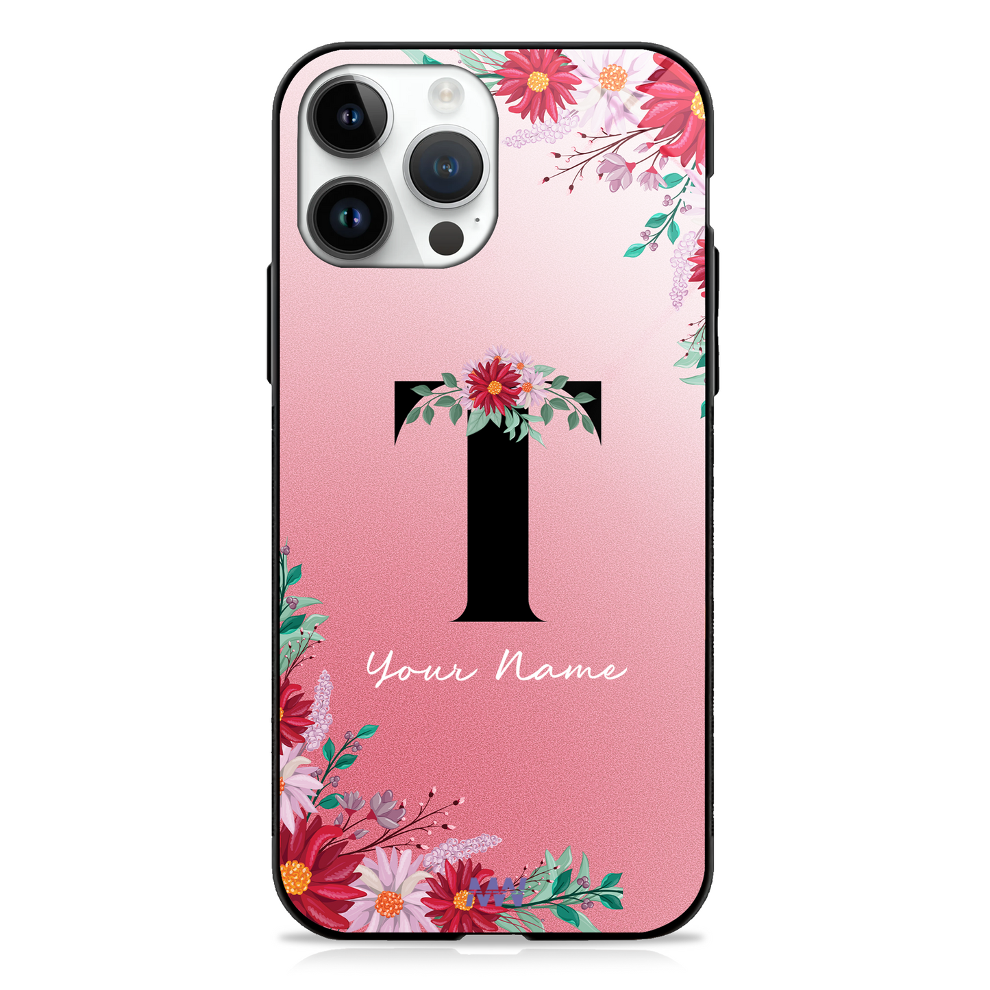 Pretty Blossoms Custom Name Floral Premium GLASS CASES -  - MW Stuffs - 