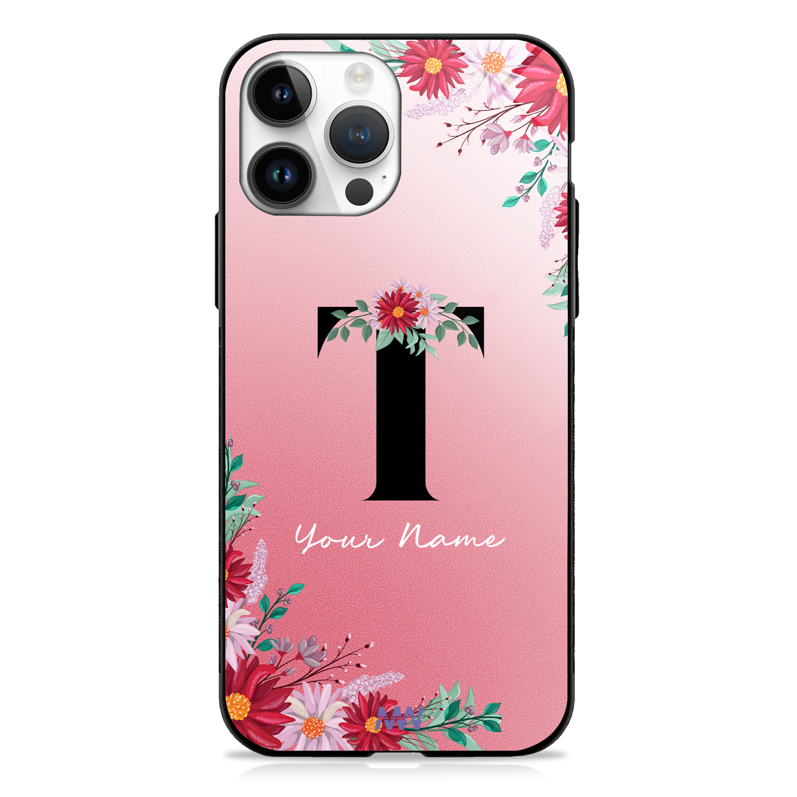 Pretty Blossoms Custom Name Floral Premium GLASS CASES -  - MW Stuffs - 