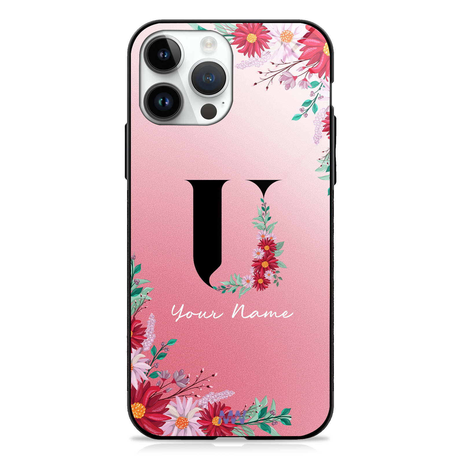 Pretty Blossoms Custom Name Floral Premium GLASS CASES -  - MW Stuffs - 