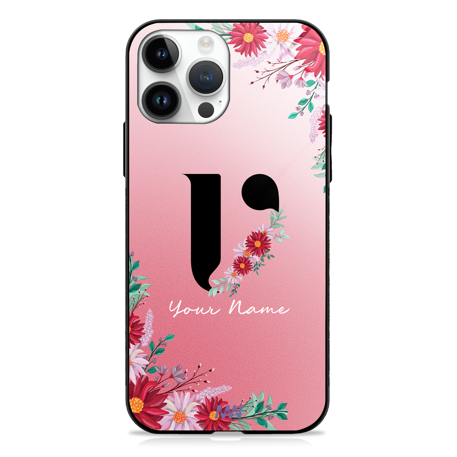 Pretty Blossoms Custom Name Floral Premium GLASS CASES -  - MW Stuffs - 