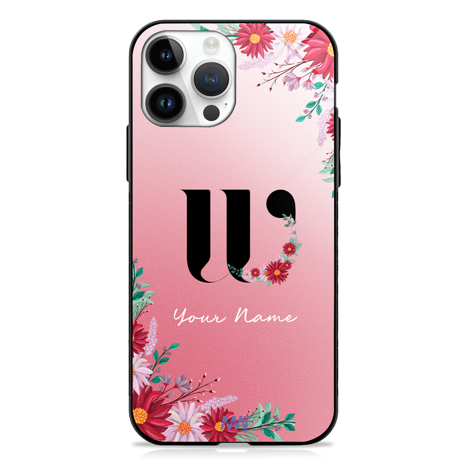 Pretty Blossoms Custom Name Floral Premium GLASS CASES -  - MW Stuffs - 