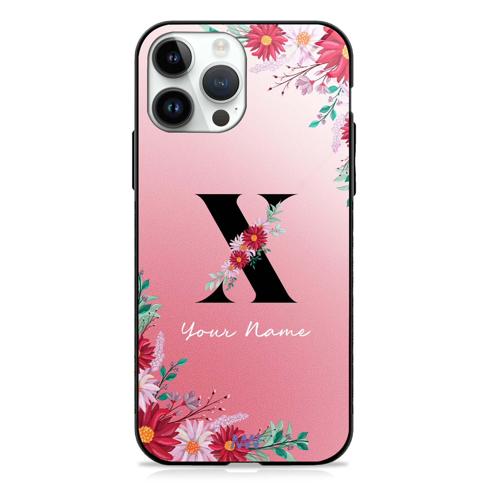 Pretty Blossoms Custom Name Floral Premium GLASS CASES -  - MW Stuffs - 
