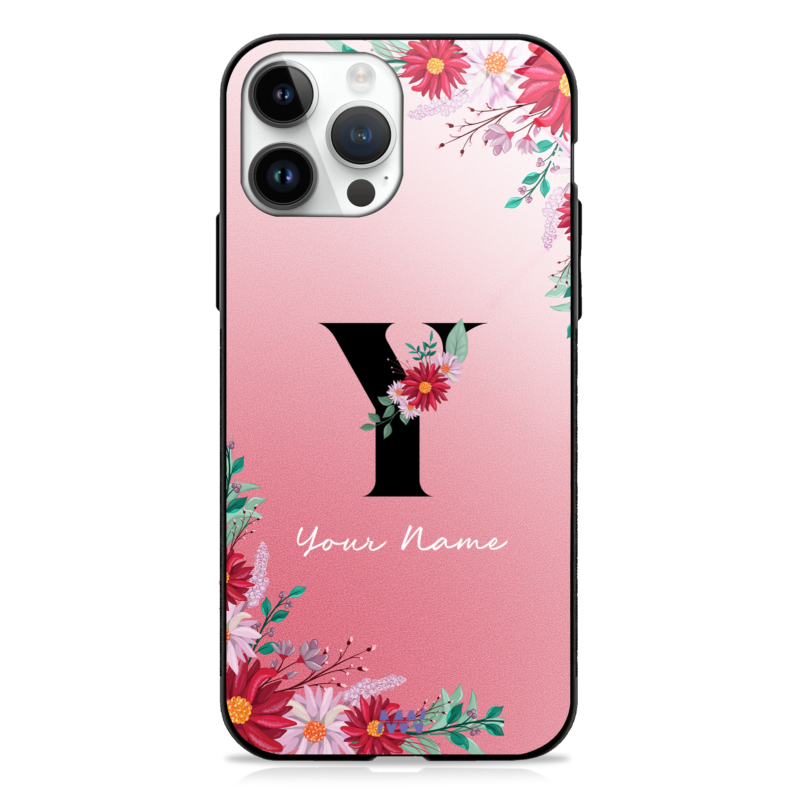 Pretty Blossoms Custom Name Floral Premium GLASS CASES -  - MW Stuffs - 