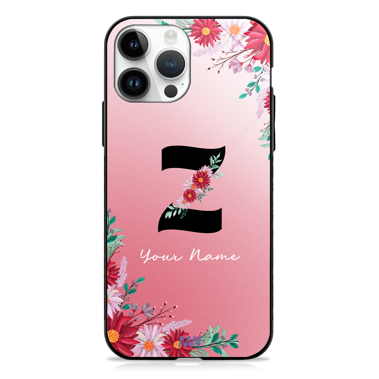 Pretty Blossoms Custom Name Floral Premium GLASS CASES -  - MW Stuffs - 