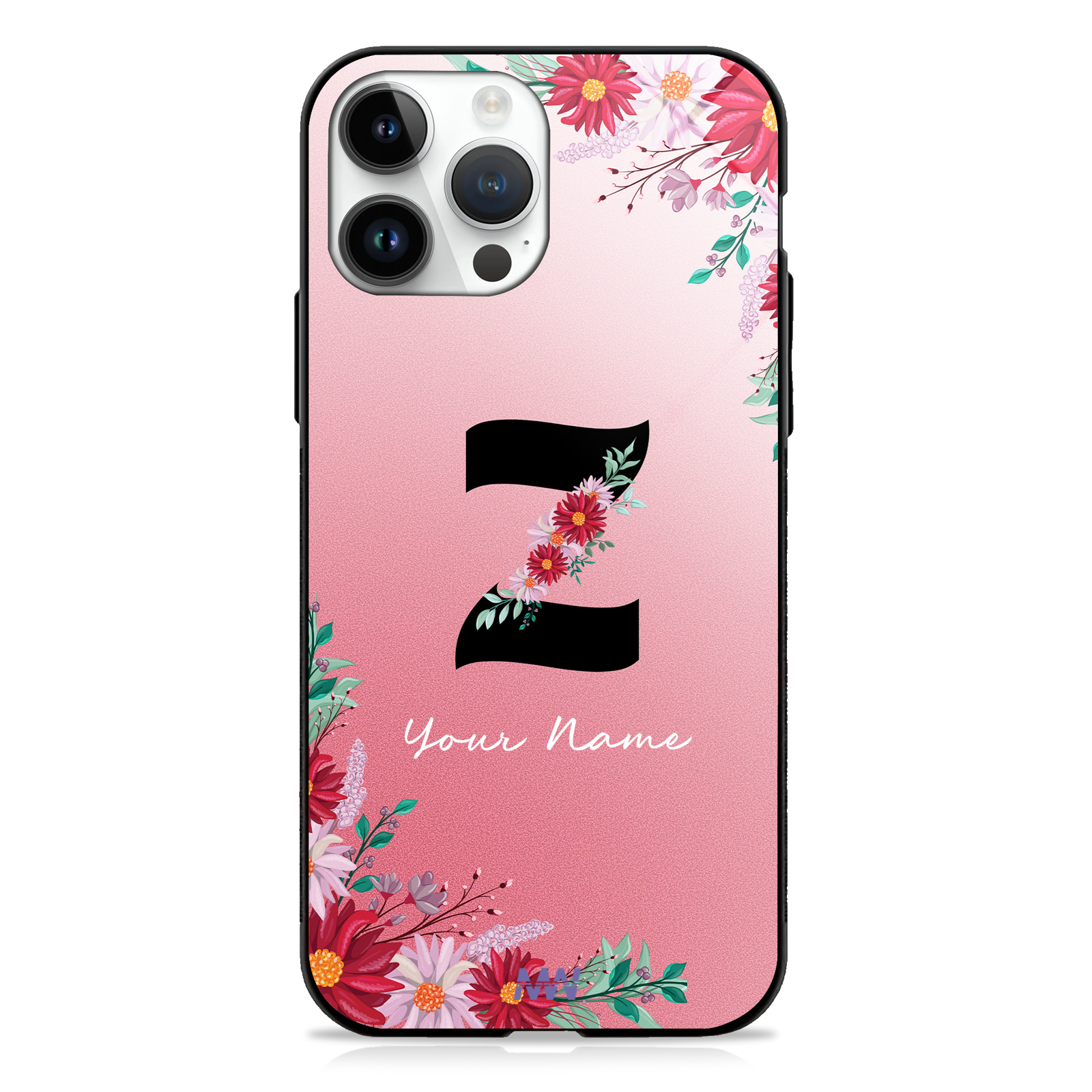 Pretty Blossoms Custom Name Floral Premium GLASS CASES -  - MW Stuffs - 
