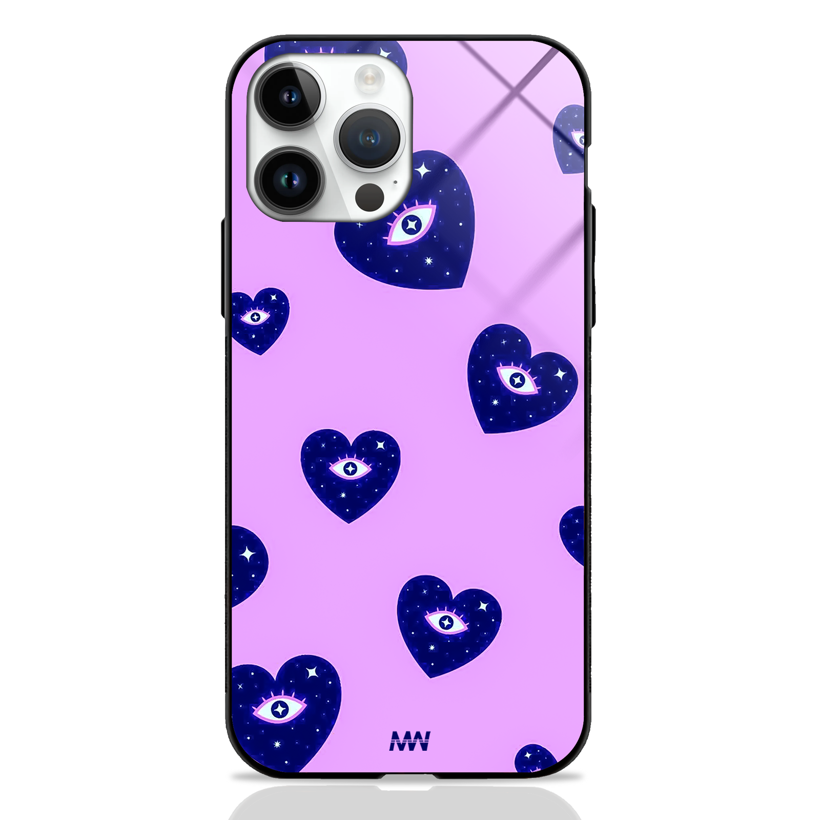 Purple Love Hearty Eyes GLASS CASE -  - MW Stuffs - 