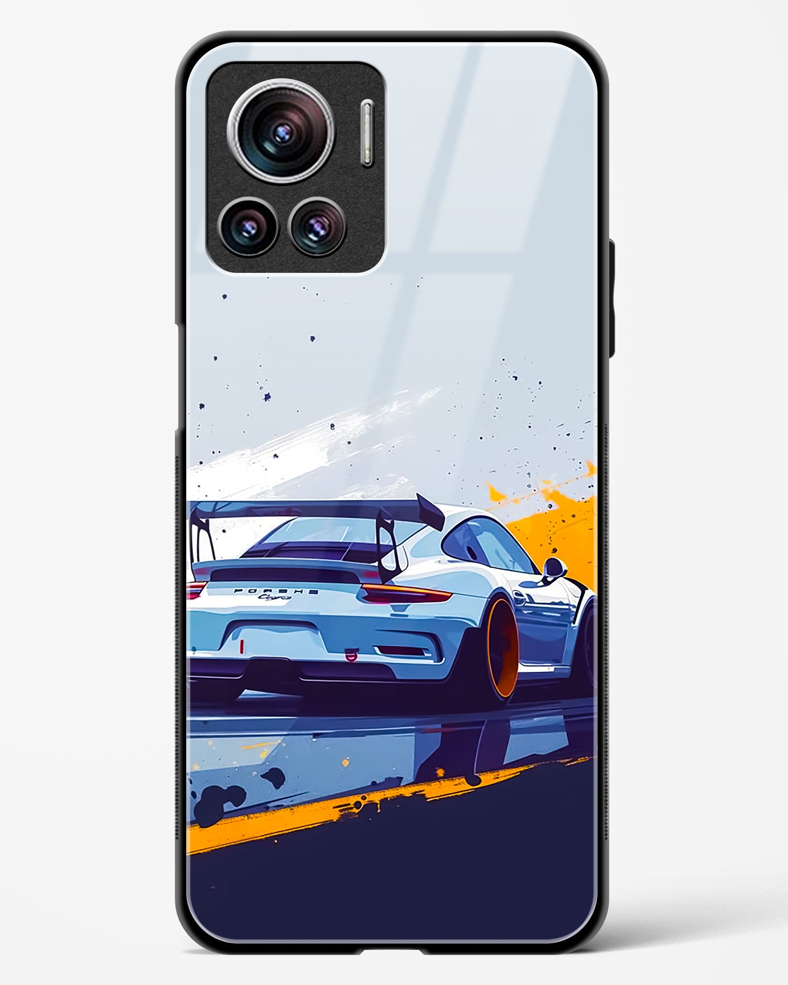 Racing Car Art Glass Phone Case-Motorola Edge 30 Ultra