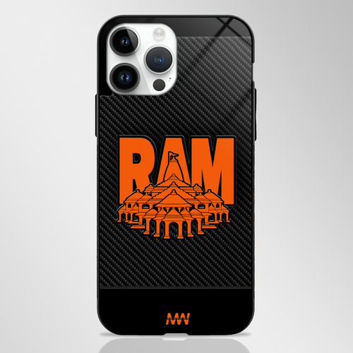 Ram Temple Black Carbon Pattern glass phone case