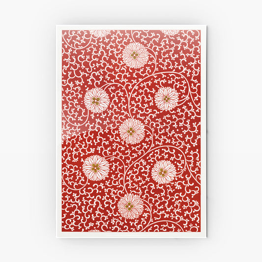 Red Blossom Pattern metal poster