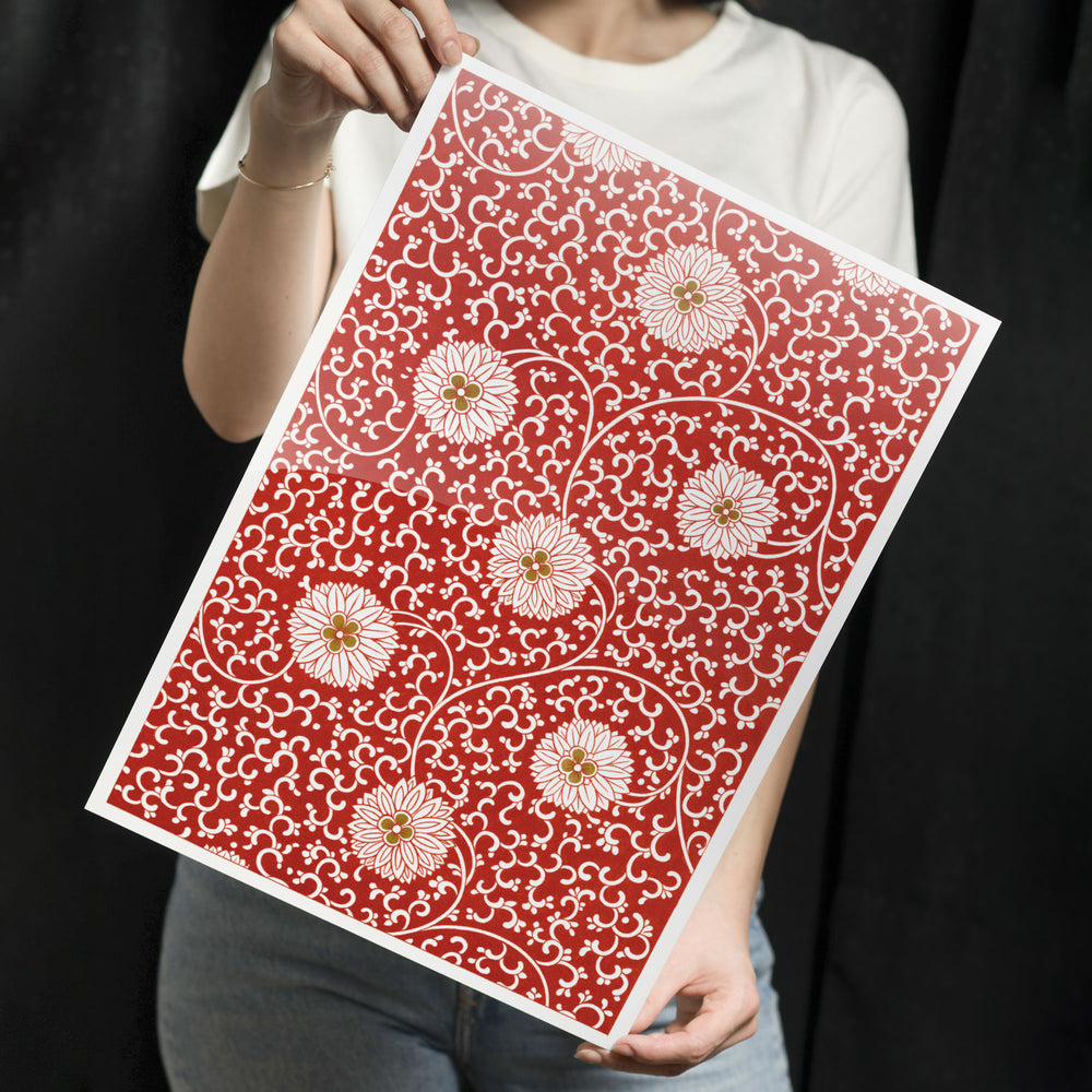 Red Blossom Pattern Metal-Poster