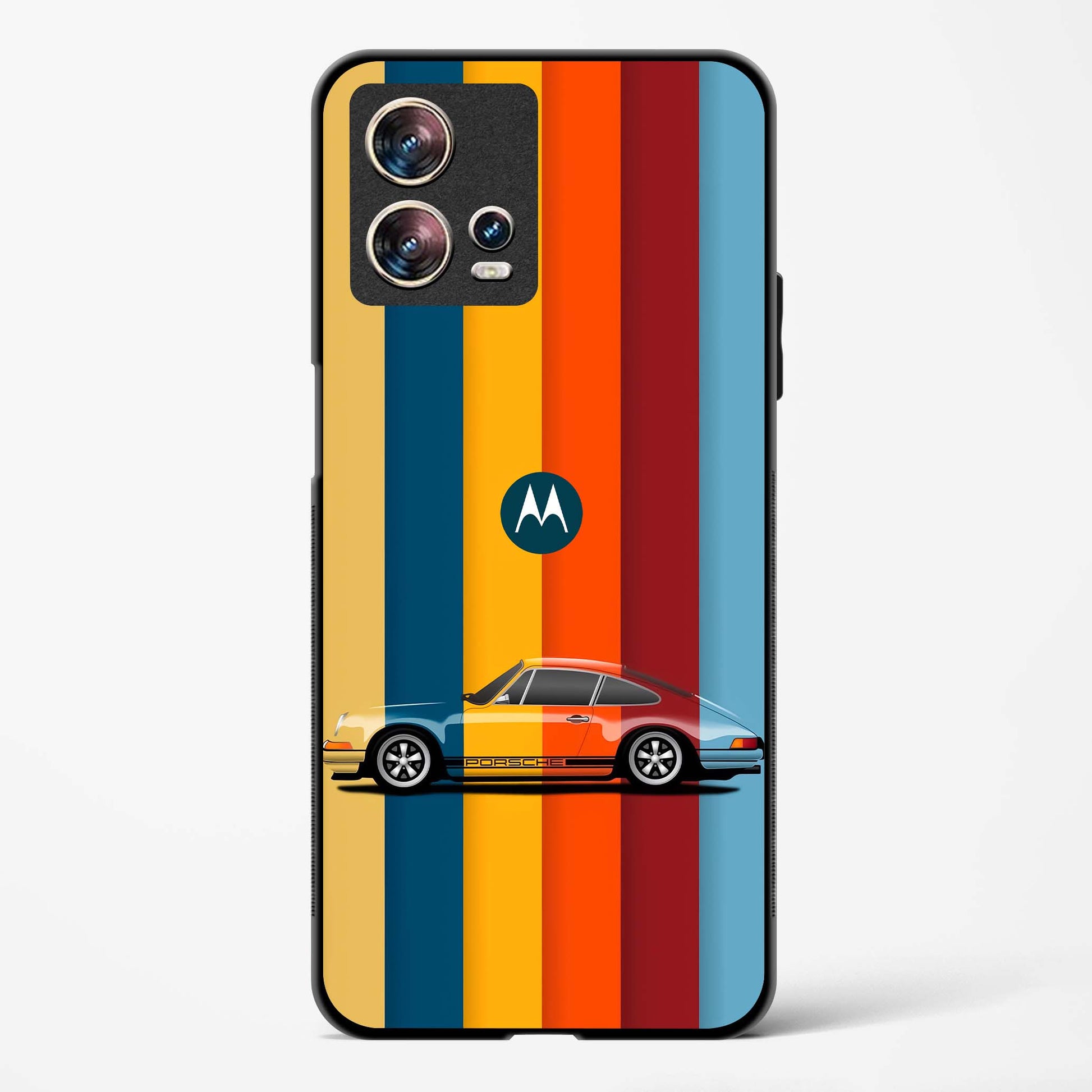 Retro Colors Striped Glass Phone Case-Motorola Edge 30 Fusion