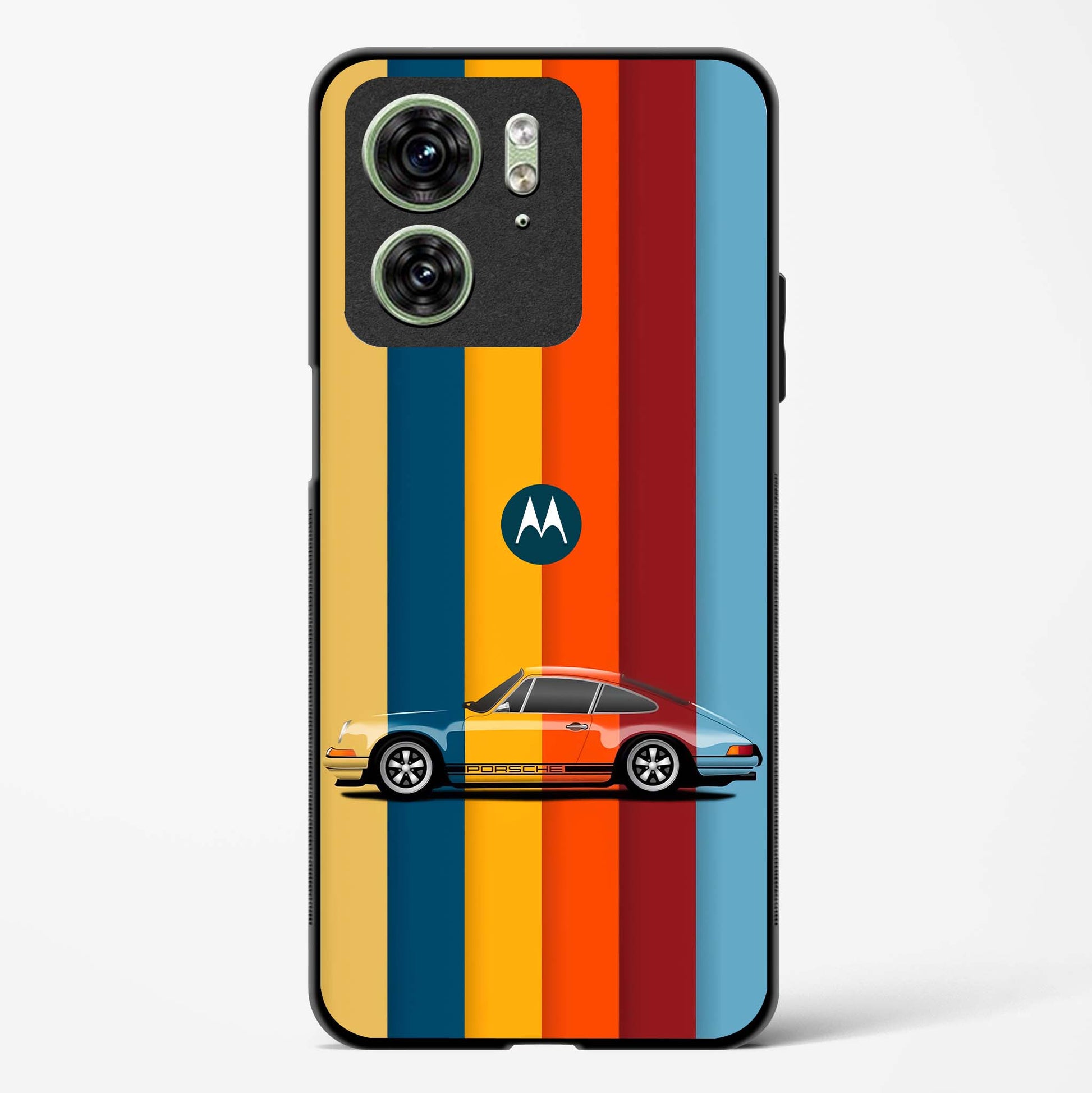 Retro Colors Striped Glass Phone Case-Motorola Edge 40