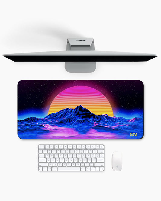 Retro Futuristic Sunset Deskmat