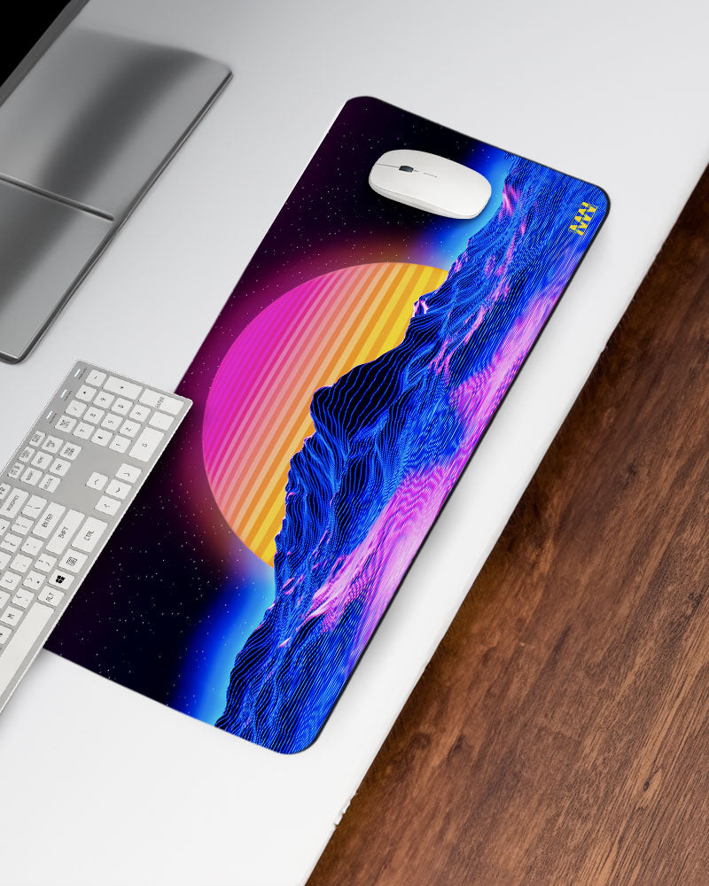 Retro Futuristic Sunset Deskmat