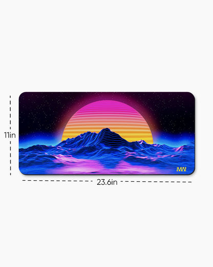 Retro Futuristic Sunset Deskmat