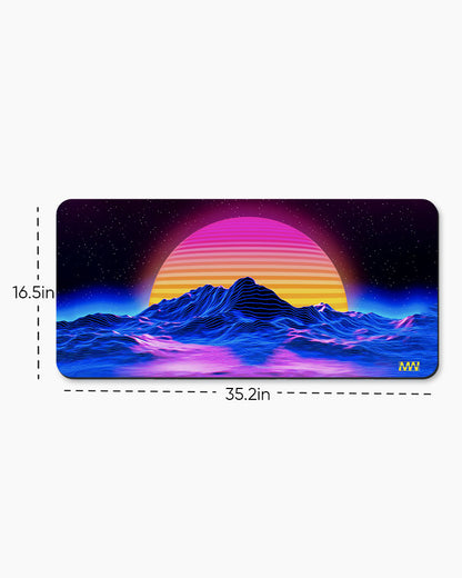 Retro Futuristic Sunset Deskmat
