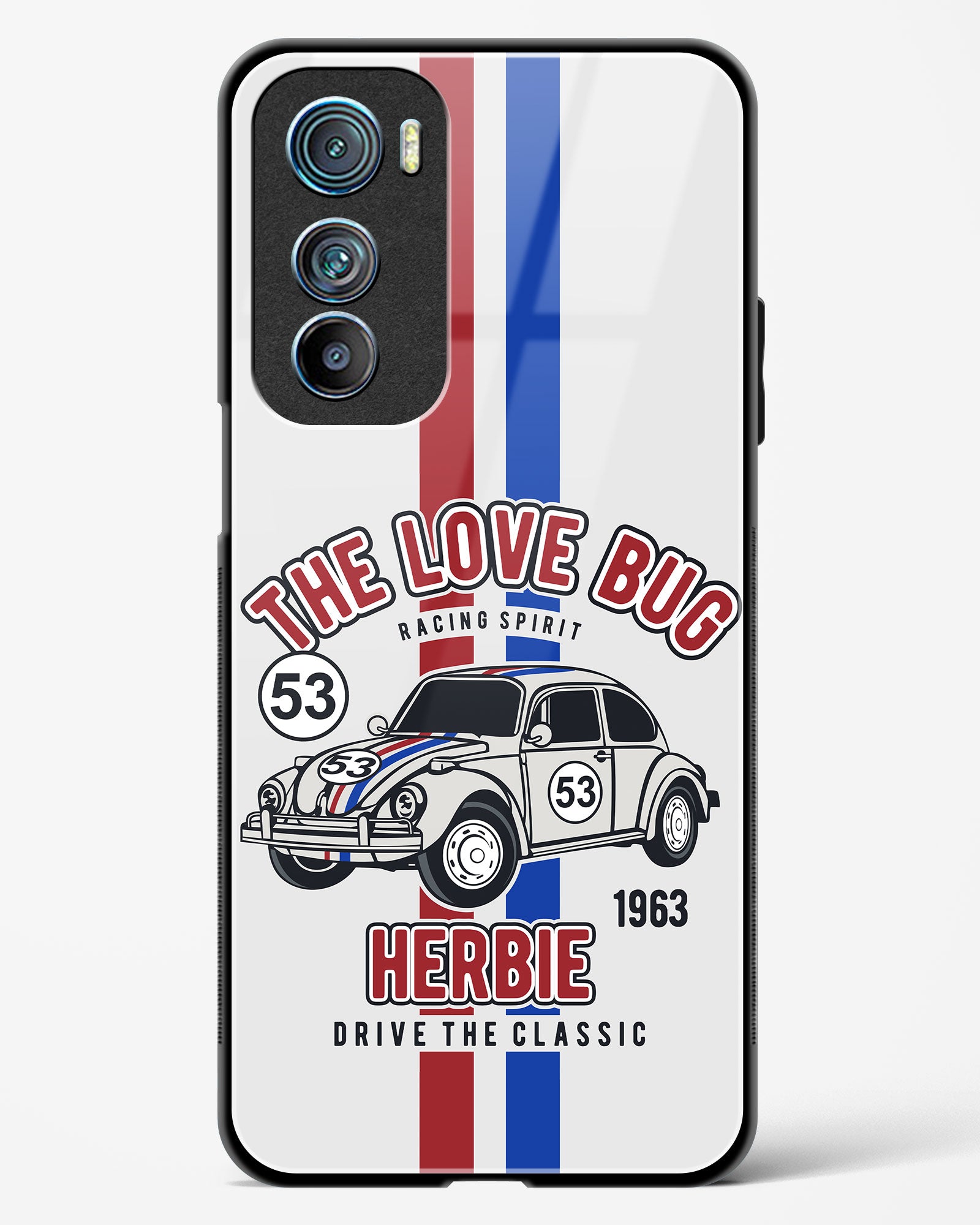 Retro Herbie Racing Glass Phone Case-Motorola Edge 30