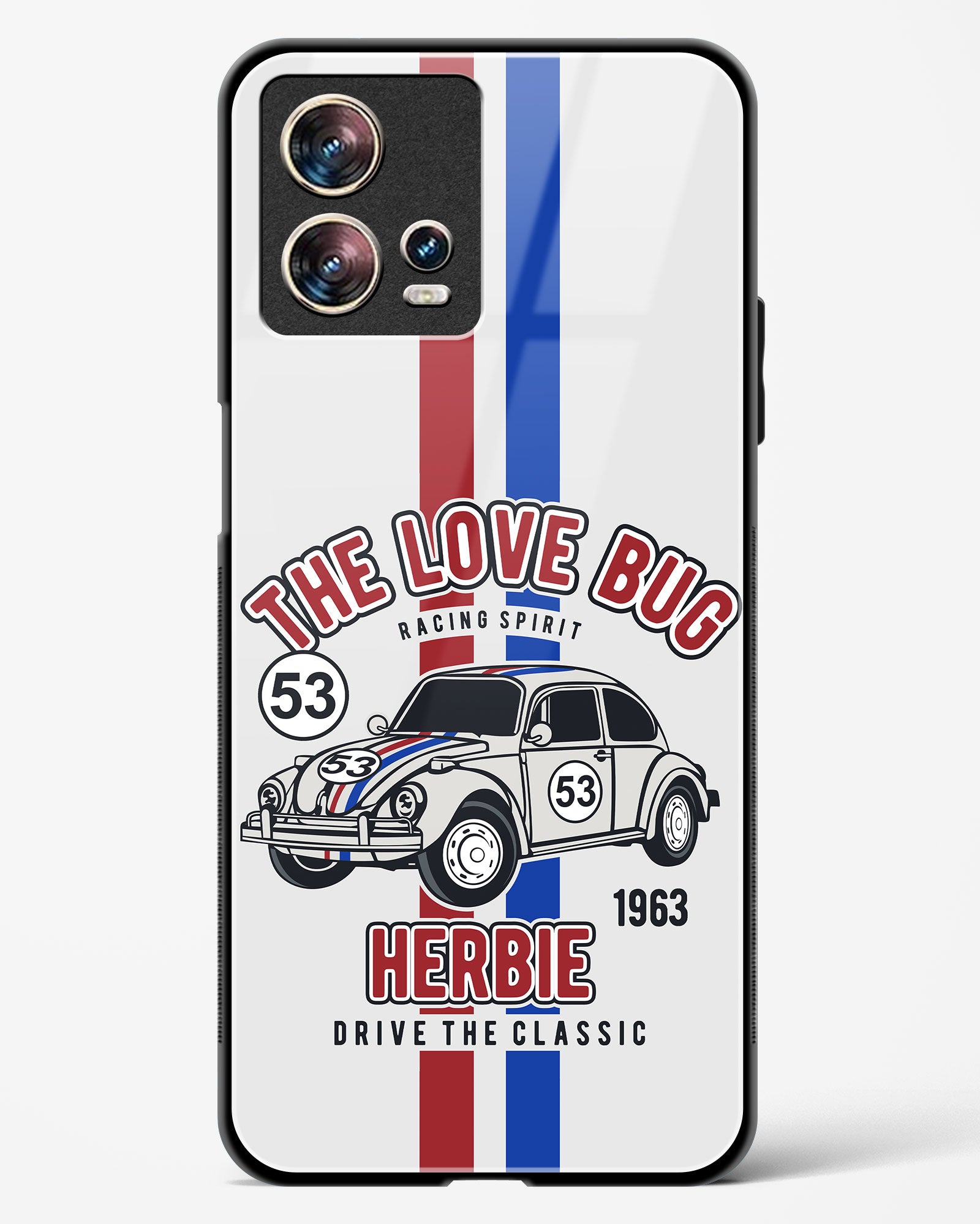 Retro Herbie Racing Glass Phone Case-Motorola Edge 30 Fusion