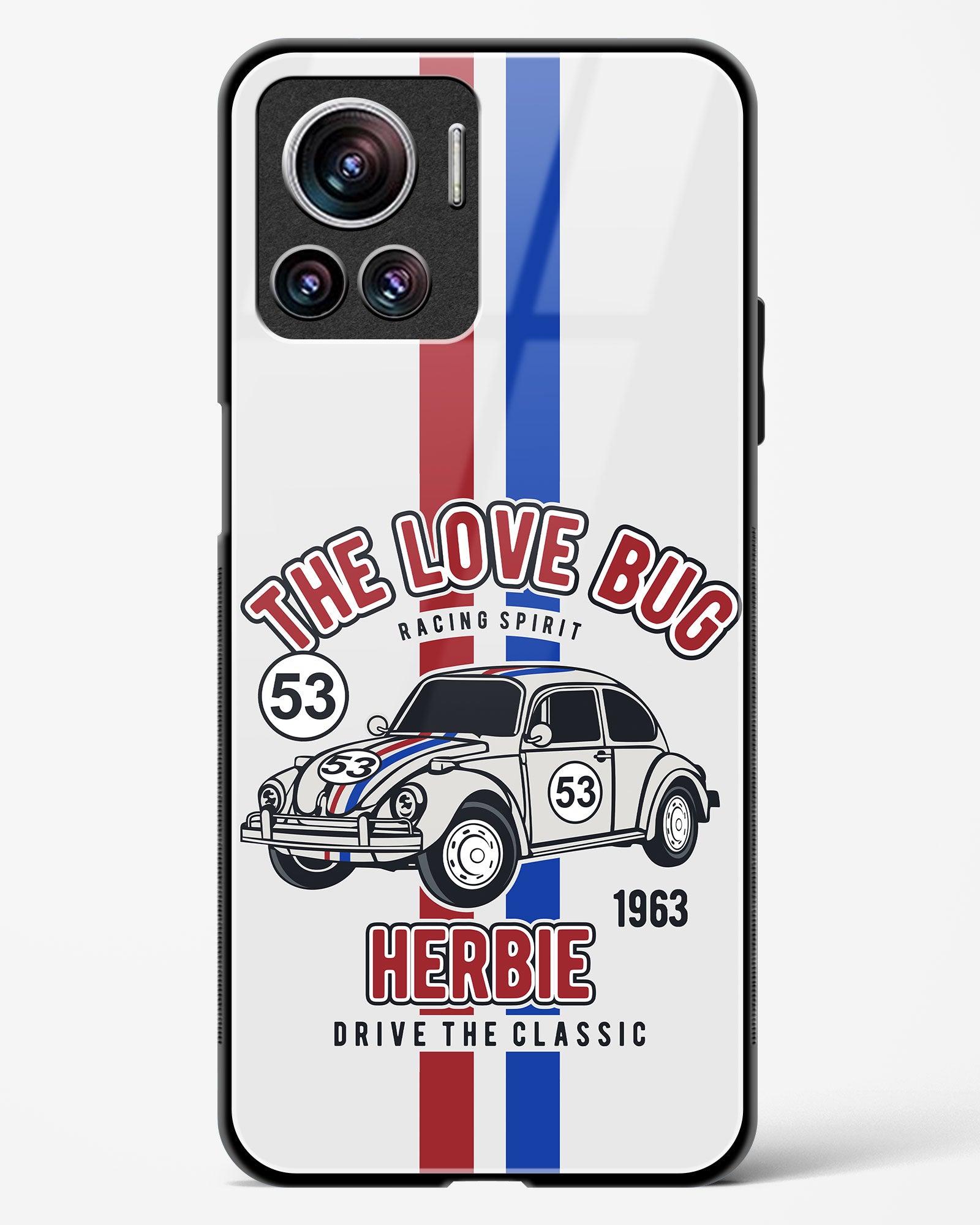 Retro Herbie Racing Glass Phone Case-Motorola Edge 30 Ultra
