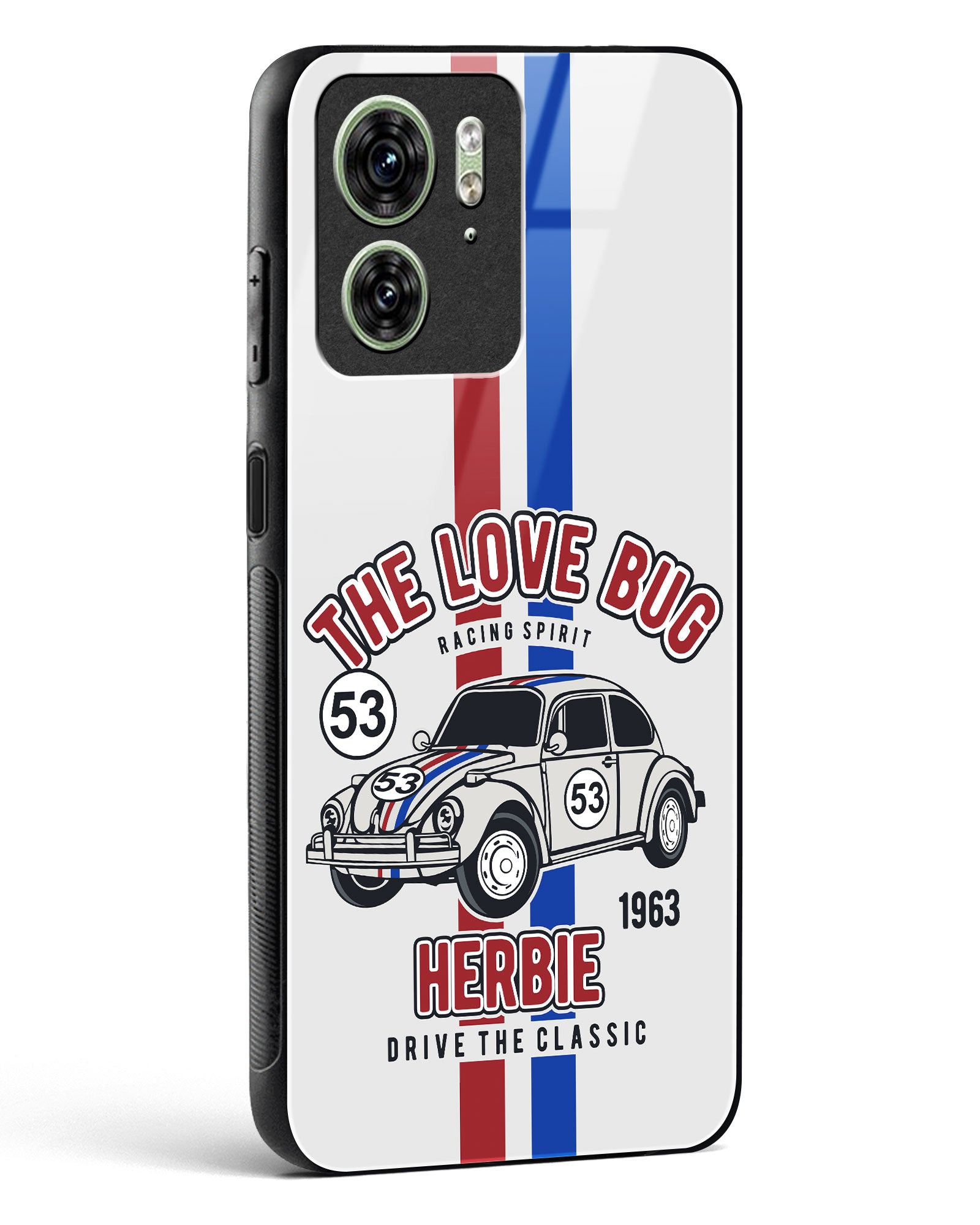 Retro Herbie Racing Glass Phone Case-Motorola Edge 40