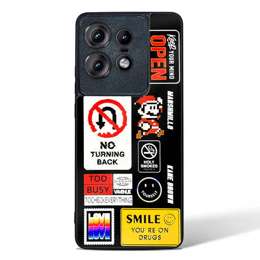 Retro inspired Labels Glass Phone Case-Motorola Edge 50 Pro