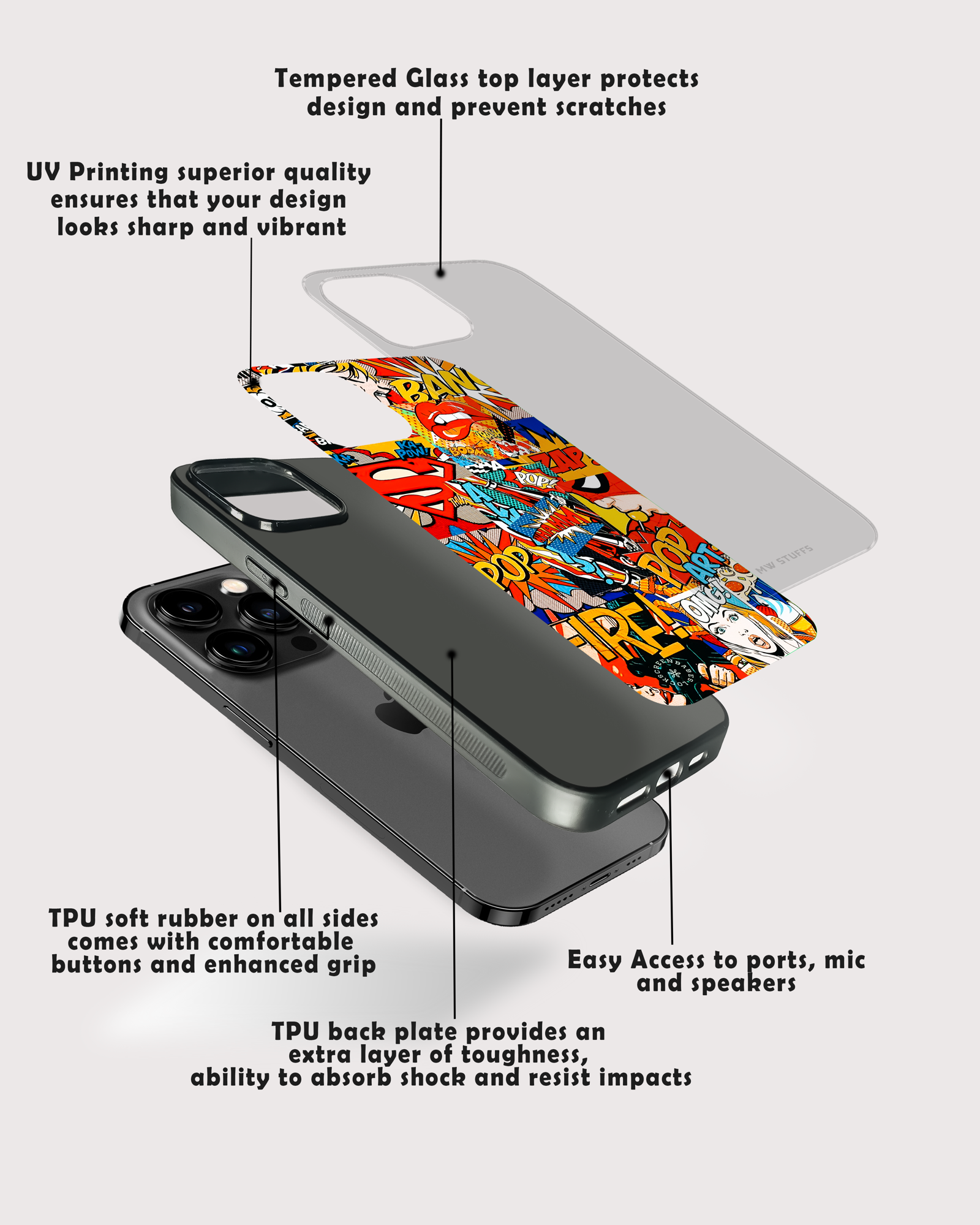 Retro Colorful Art GLASS CASE -  - MW Stuffs - 