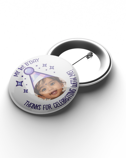 Custom Face Birthday Celebration Badge with Pin-Back (58mm)