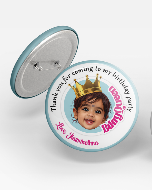 Custom Face Birthday Queen Badge with Pin-Back (58mm)