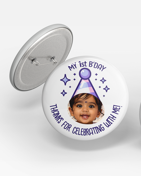 Custom Face Birthday Celebration Badge with Pin-Back (58mm)
