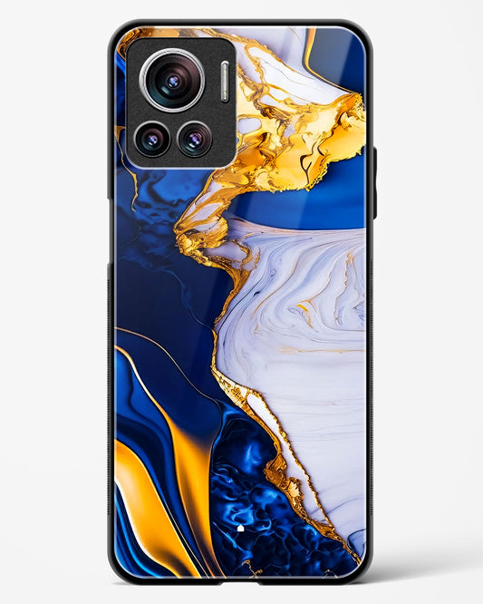 Sapphire Gold Marble Glass Phone Case-Motorola Edge 30 Ultra