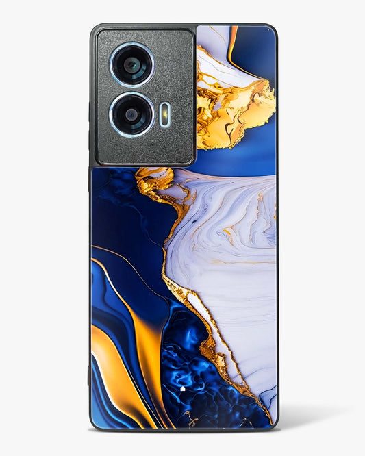 Sapphire Gold Marble Glass Phone Case-Motorola Edge 50 Fusion