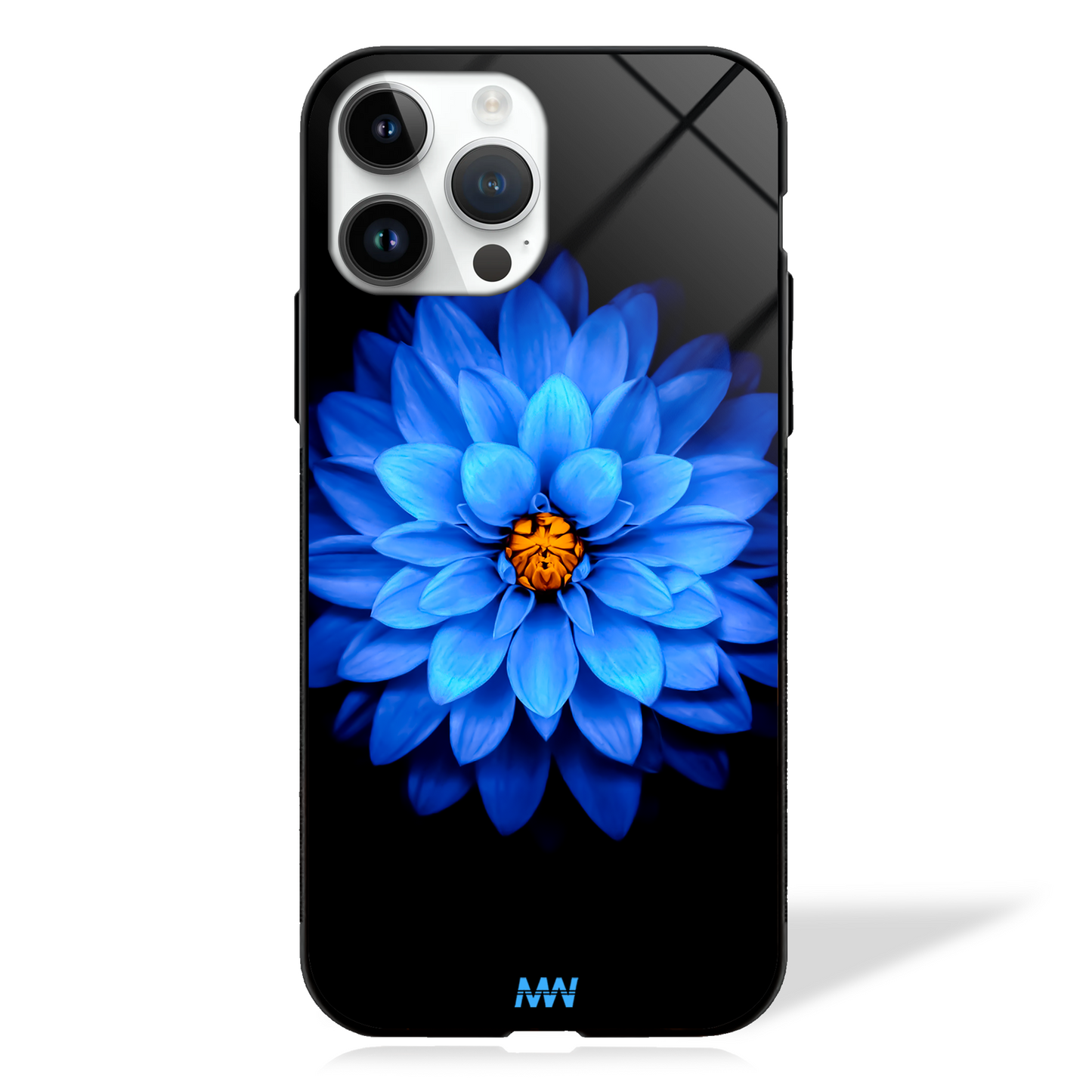 Sapphire Bloom Floral GLASS CASE -  - MW Stuffs - 